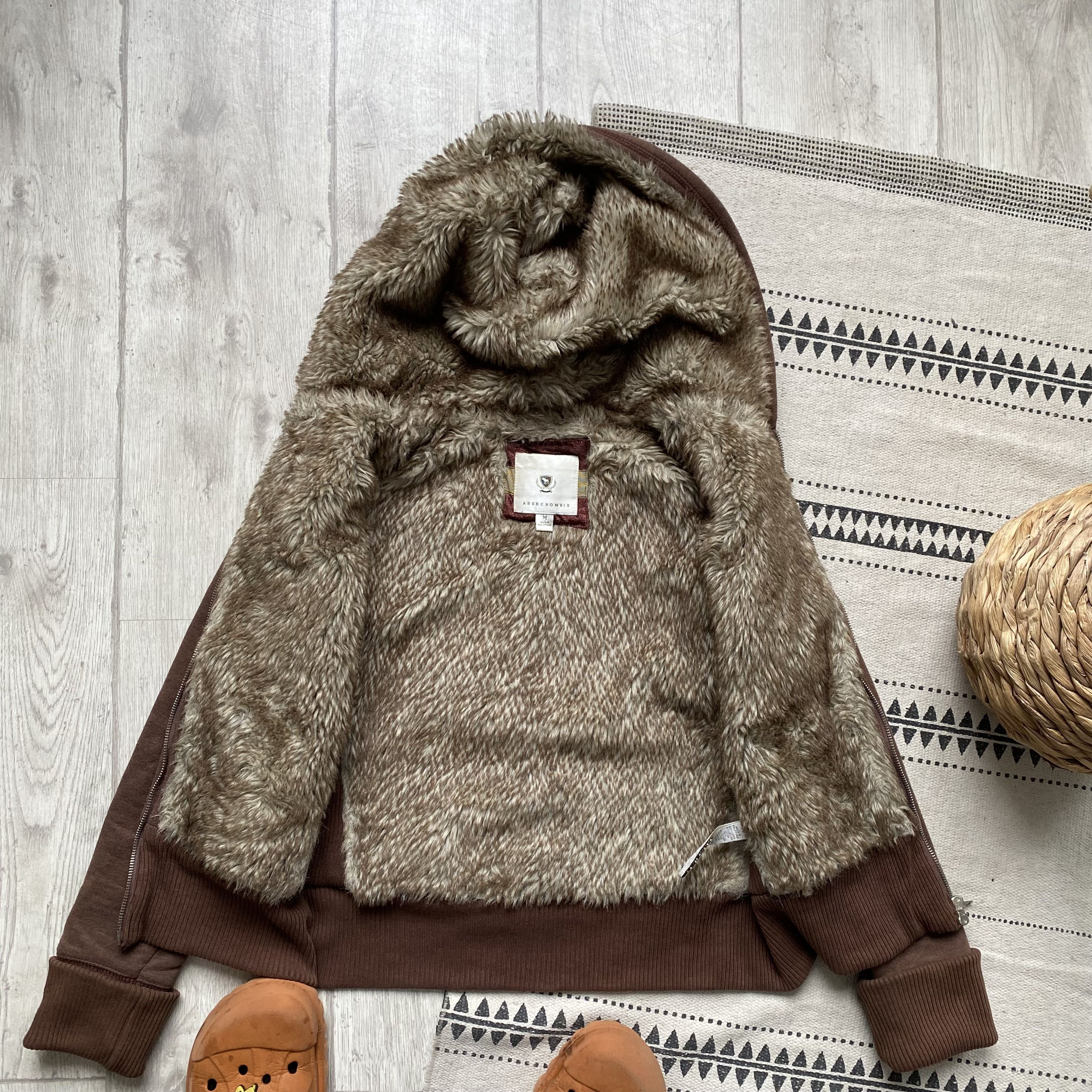 Abercrombie & Fitch Vintage 90s Abercrombie Fitch faux fur hoodie Brown Y2K Size M / US 6-8 / IT 42-44 - 9 Thumbnail