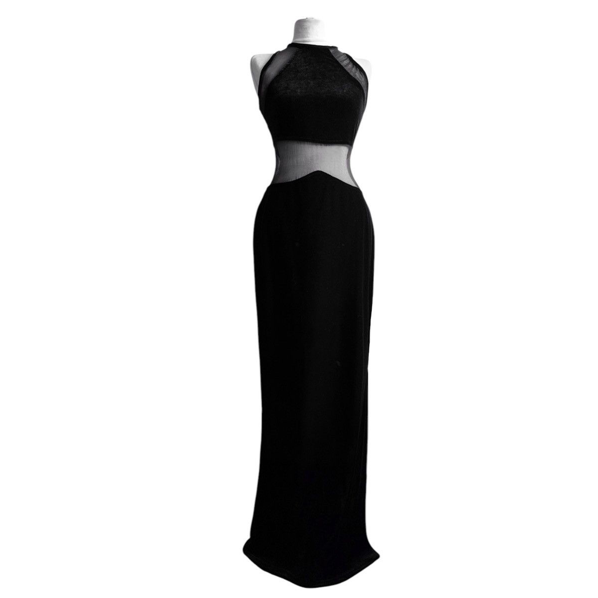 Vintage Female fatale Sheer long vampire style mesh velvet dress Size M / US 6-8 / IT 42-44 - 1 Thumbnail