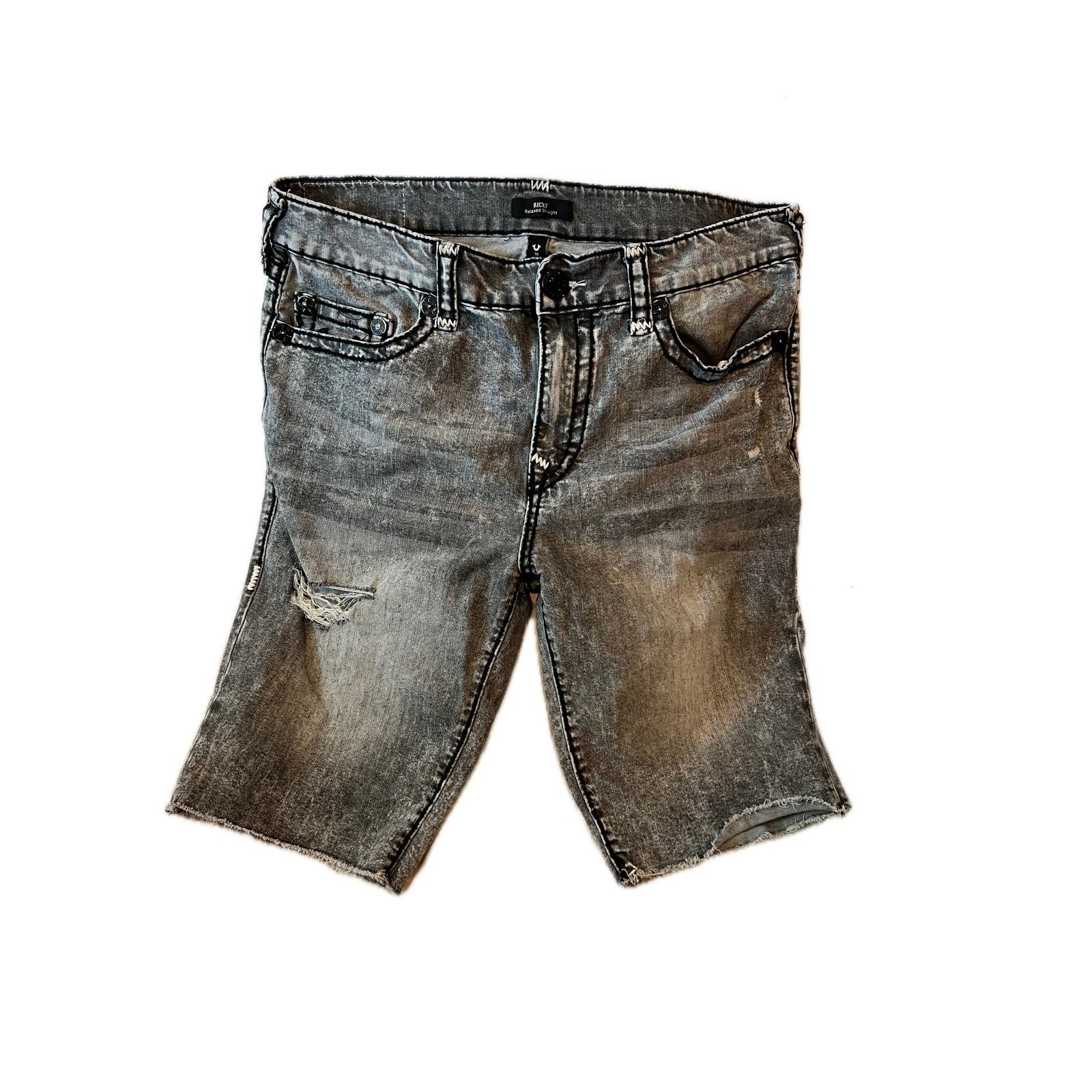 True Religion True Religion Rocco Relaxed Straight Black Jean Shorts W36 Size US 36 / EU 52 - 1 Thumbnail