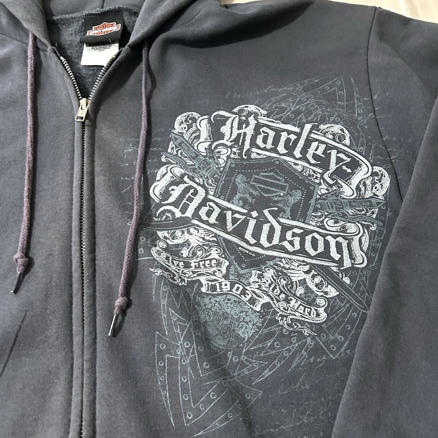 Harley Davidson VINTAGE Harley-Davidson Biker Full Zip Hoodie Shirt? Size US M / EU 48-50 / 2 - 3 Thumbnail