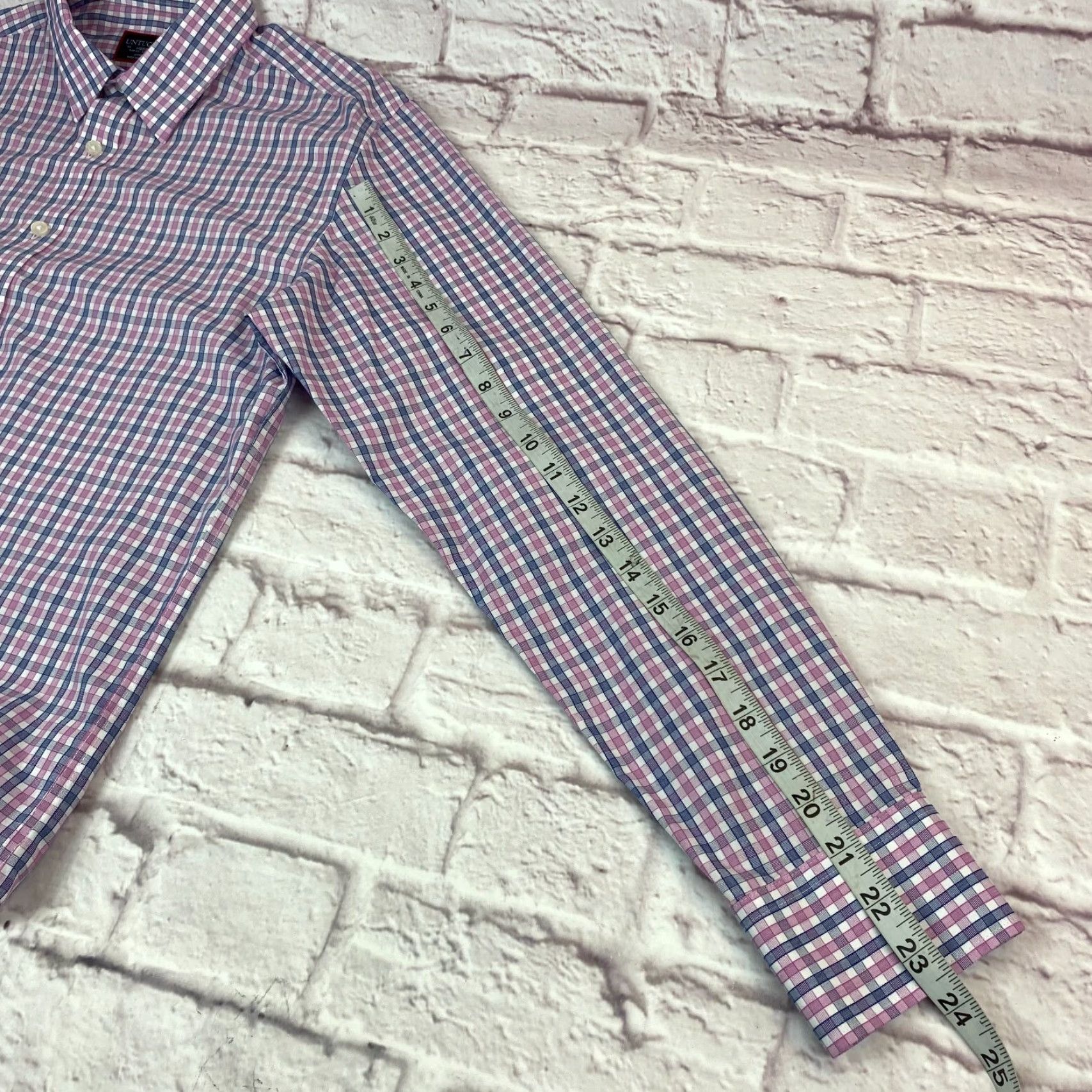 UNTUCKit UNTUCKit Button-Up Shirt Mens M Check Wrinkle Free Slim Fit Cotton Dolcetto Pink Blue White Size US M / EU 48-50 / 2 - 6 Thumbnail