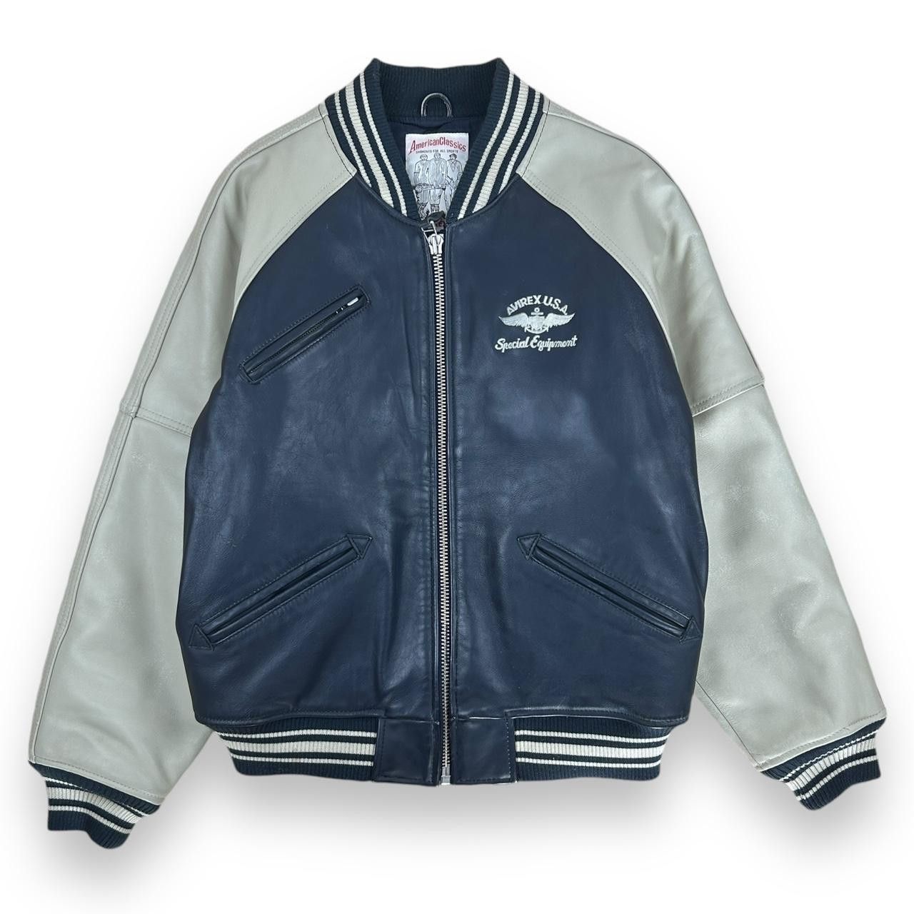VALLAD AVIREX NAVY LEATHER JACKET Lサイズ（Avirex Icon Navy