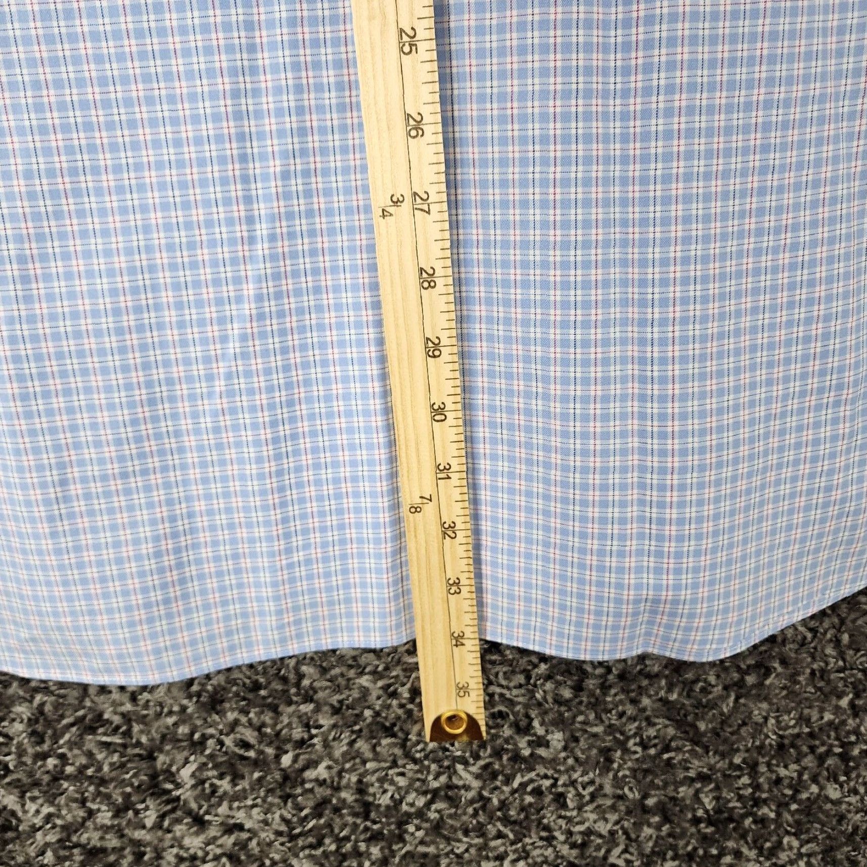 David Donahue DAVID DONAHUE Dress Shirt Men’s Blue Plaid 2XL Long Sleeve 100% Cotton Slim/Regular Chest 28 in 34 in Dress Shirt Mens Size 48R - 7 Thumbnail