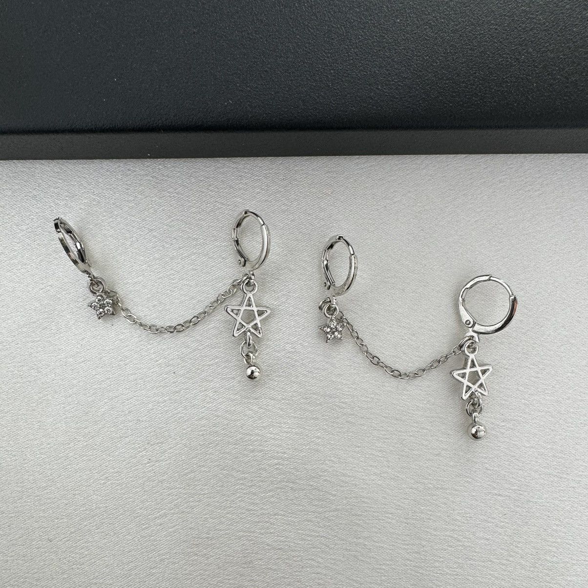 Other Double Piercing Dangle Chain Star Earrings for Women Size ONE SIZE - 1 Thumbnail