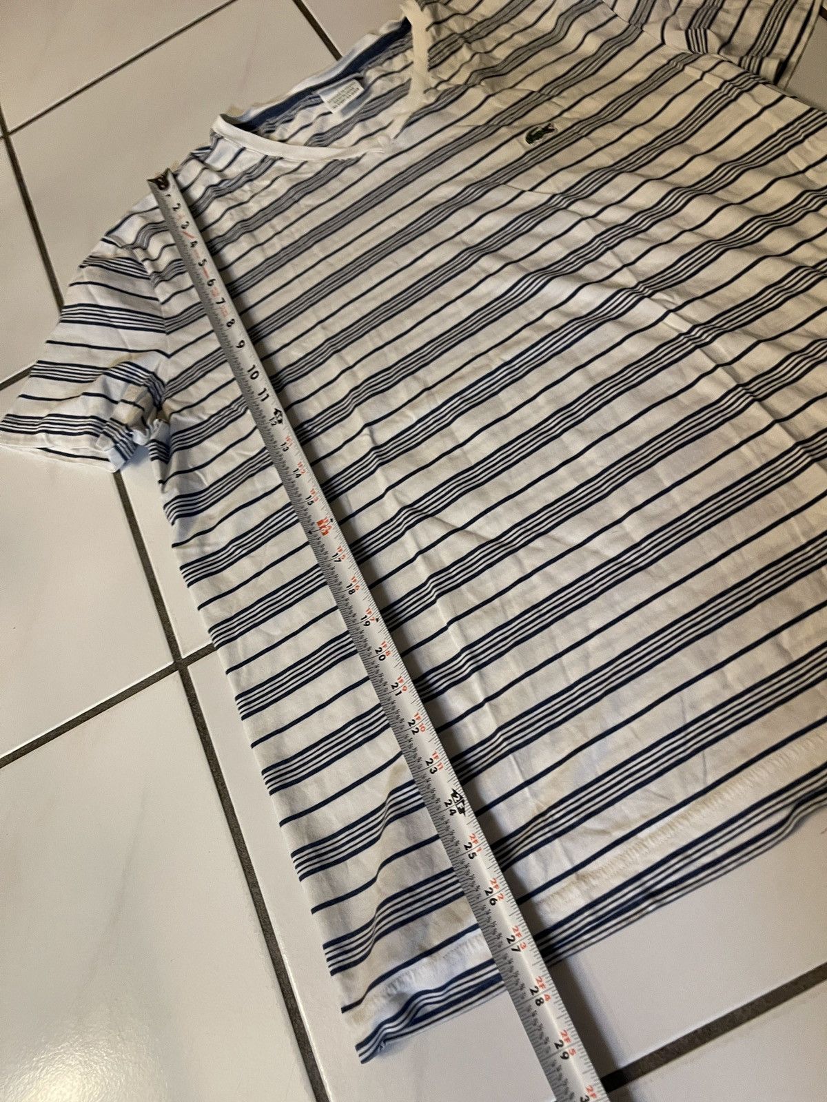 Lacoste Lacoste Men's T Shirt Size 7 (2XL) White Blue Stripes V Neck Size US XXL / EU 58 / 5 - 5 Thumbnail