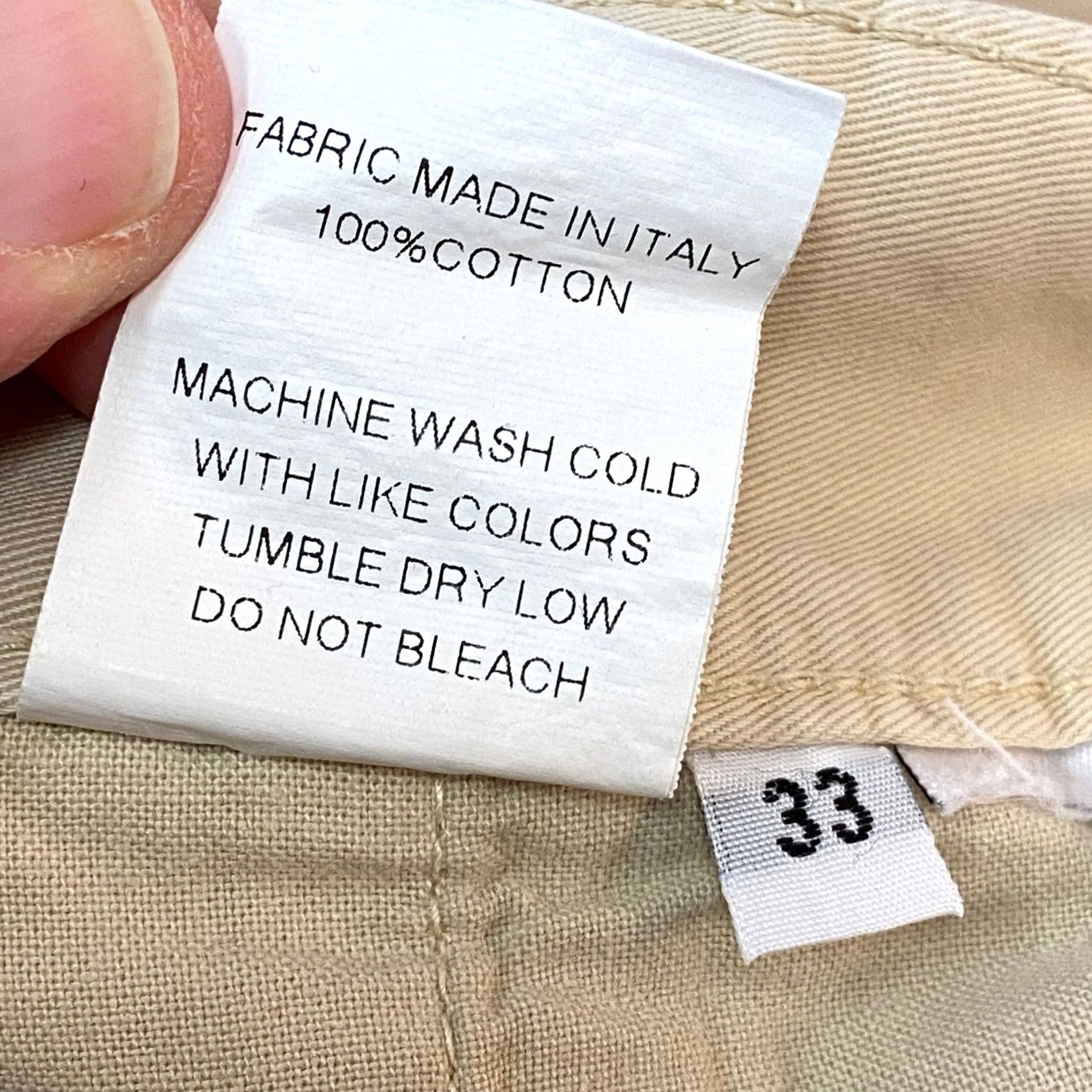 Unis UNIS Pants Mens 33 Khaki Cotton Button Fly Chinos Straight Made in Italy Size US 33 - 4 Thumbnail