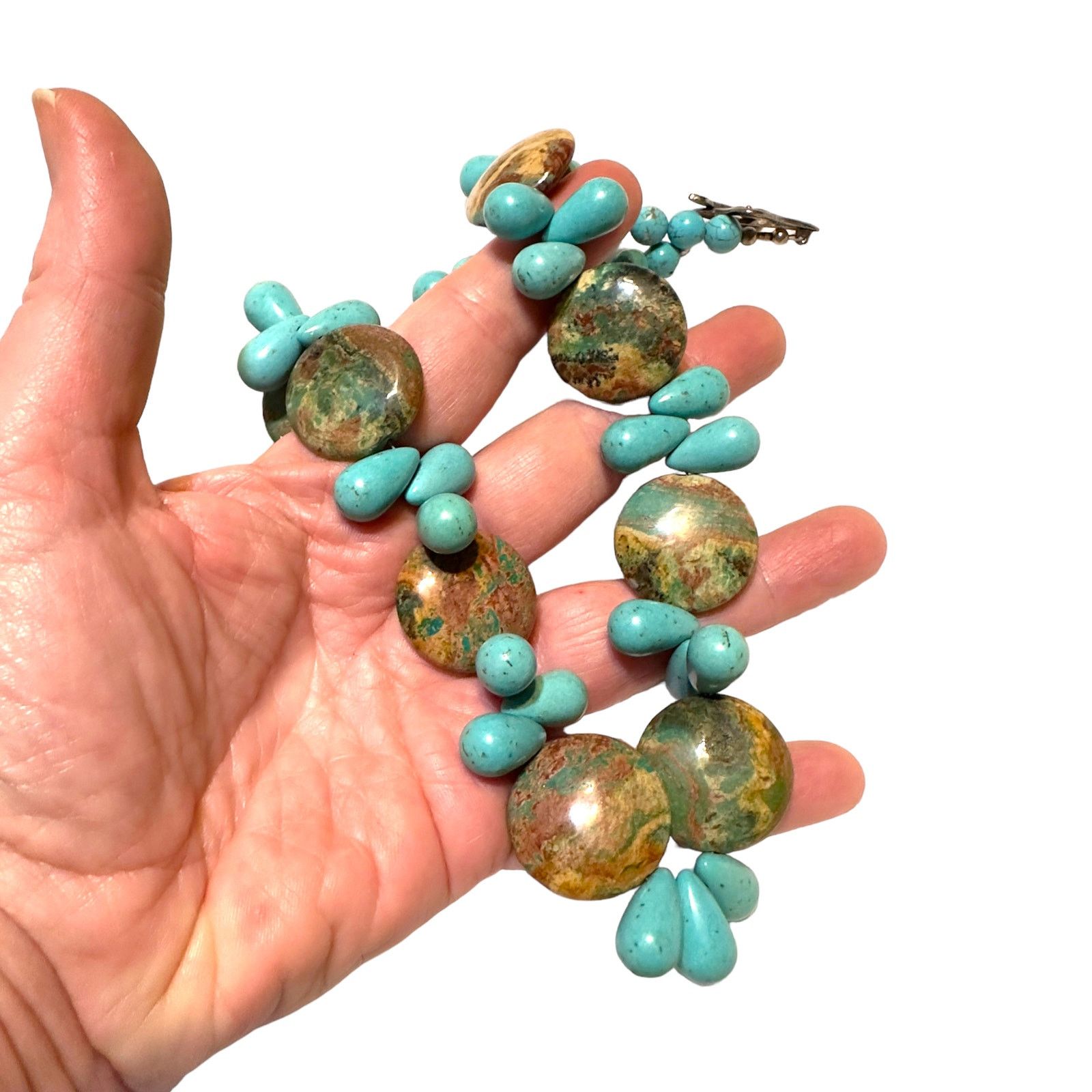 The Unbranded Brand Vintage Turquoise & Jasper Statement Gemstone Necklace Size ONE SIZE - 9 Thumbnail