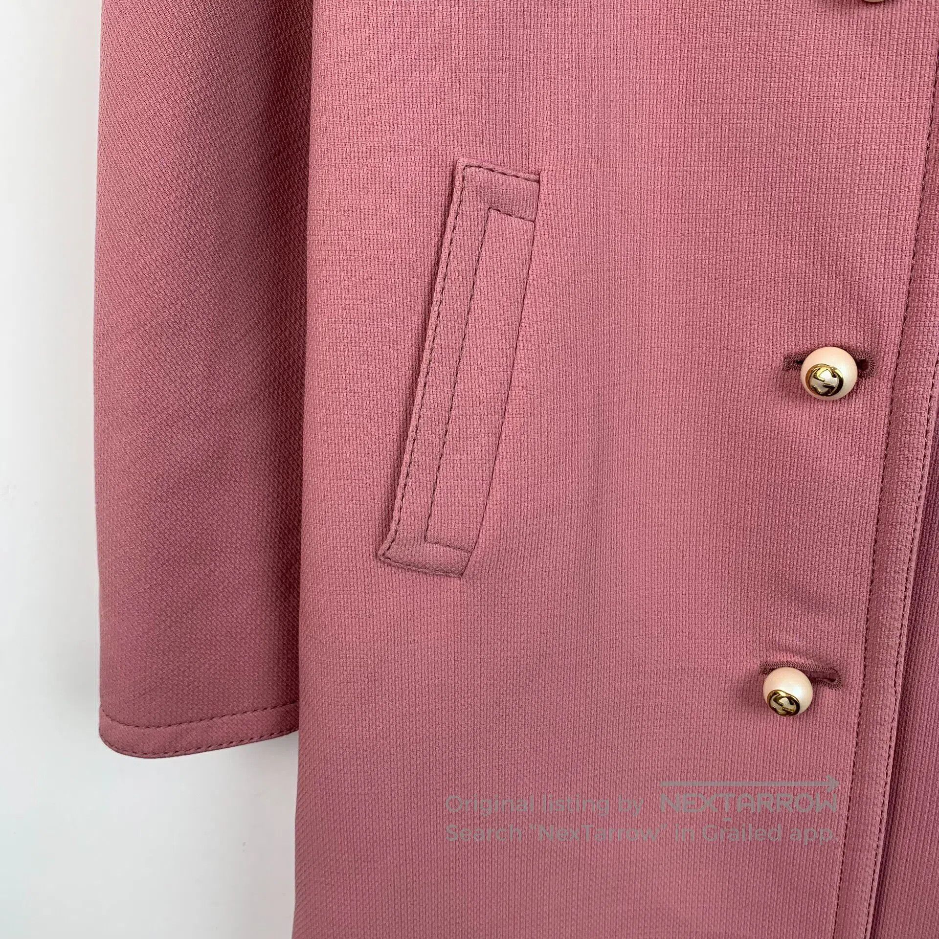 Gucci Guicci Pink Wool Lapel Pearl Button Decorated Coat| Size XS / US 0-2 / IT 36-38 - 4 Thumbnail