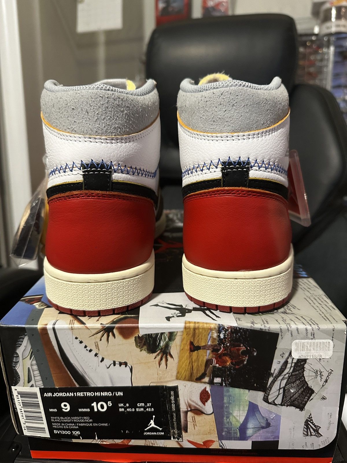 Nike Jordan 1 Union La Black Toe Size US 9 / EU 42 - 2 Thumbnail