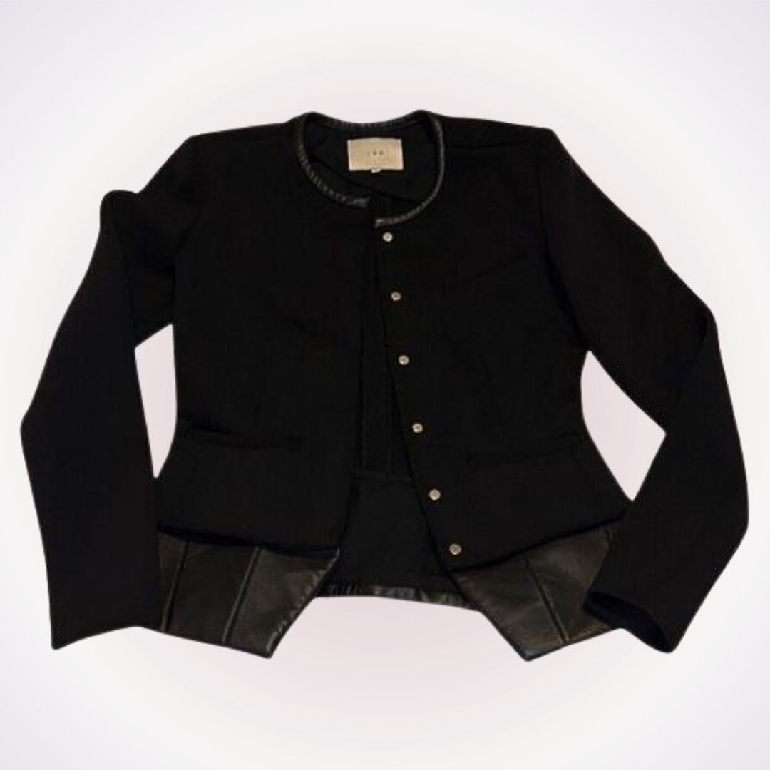 Iro IRO Black Two-Fabric Leather Blazer | Sz S Size S / US 4 / IT 40 - 1 Thumbnail