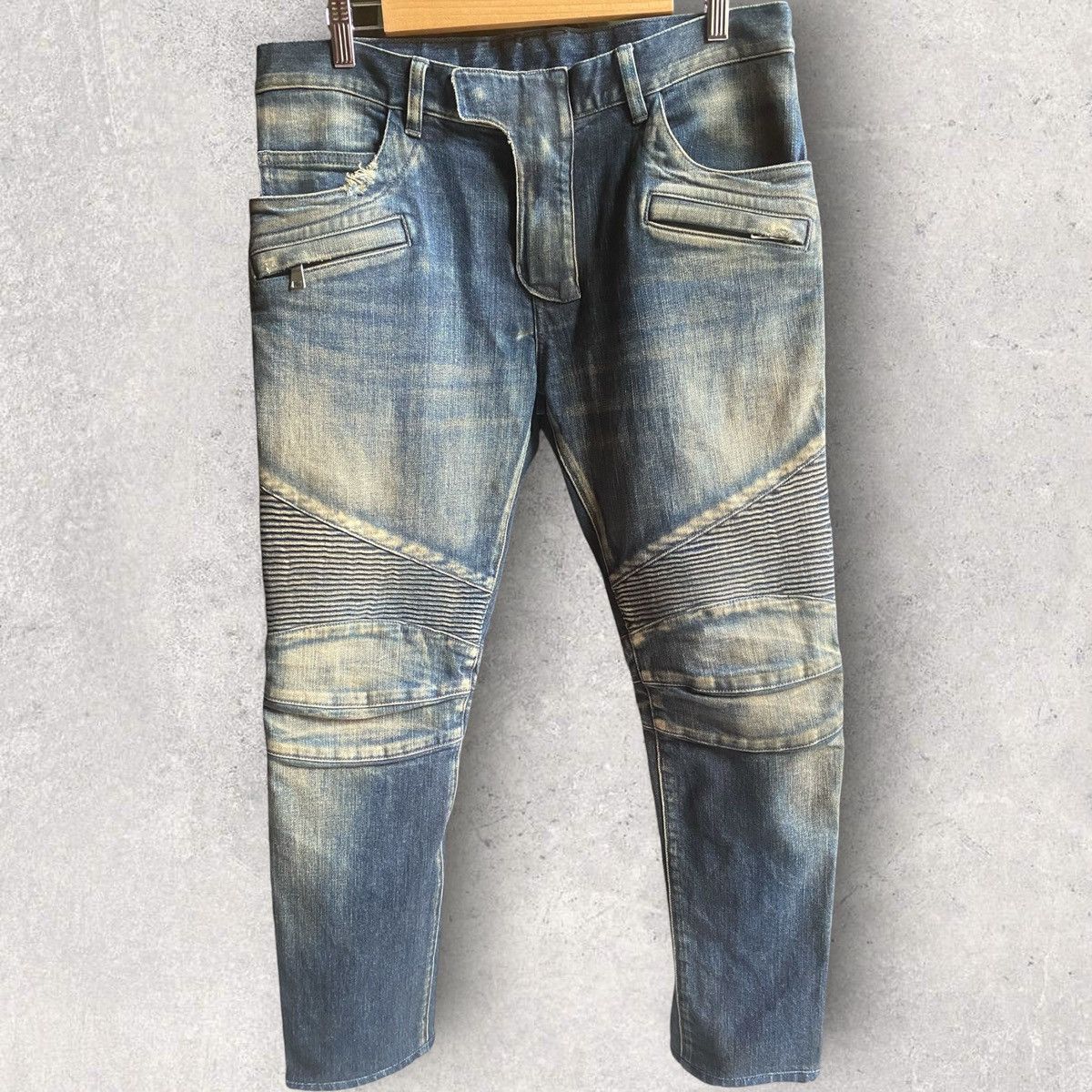 Balmain Fall13 Rust Wash Biker Jeans Size US 33 - 1 Thumbnail