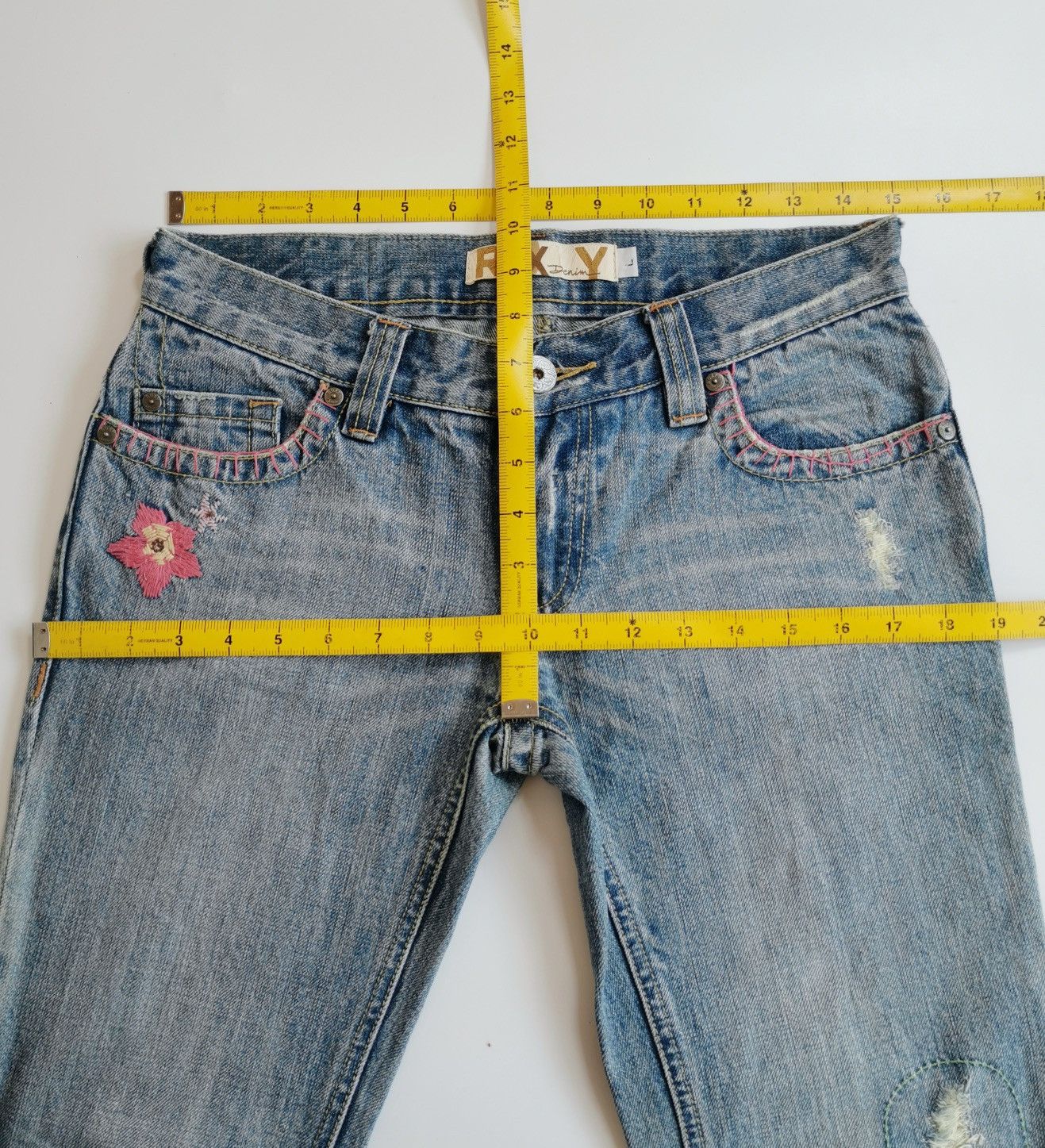 Vintage Roxy Cloudbreak Bootcut Embroidery Flowers Jeans Size 30" / US 8 / IT 44 - 12 Thumbnail