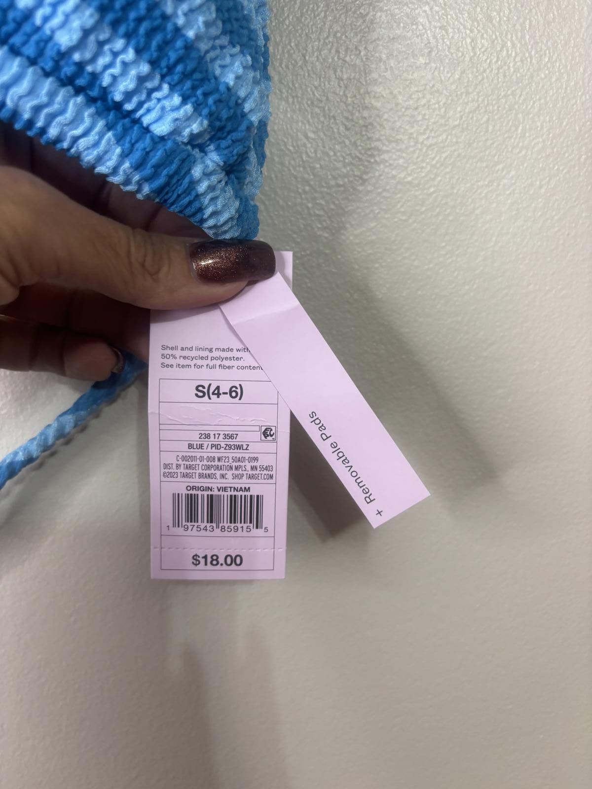 Designer Wild Fable Striped Bikini Top - Blue/Light Blue Small Size ONE SIZE - 4 Thumbnail