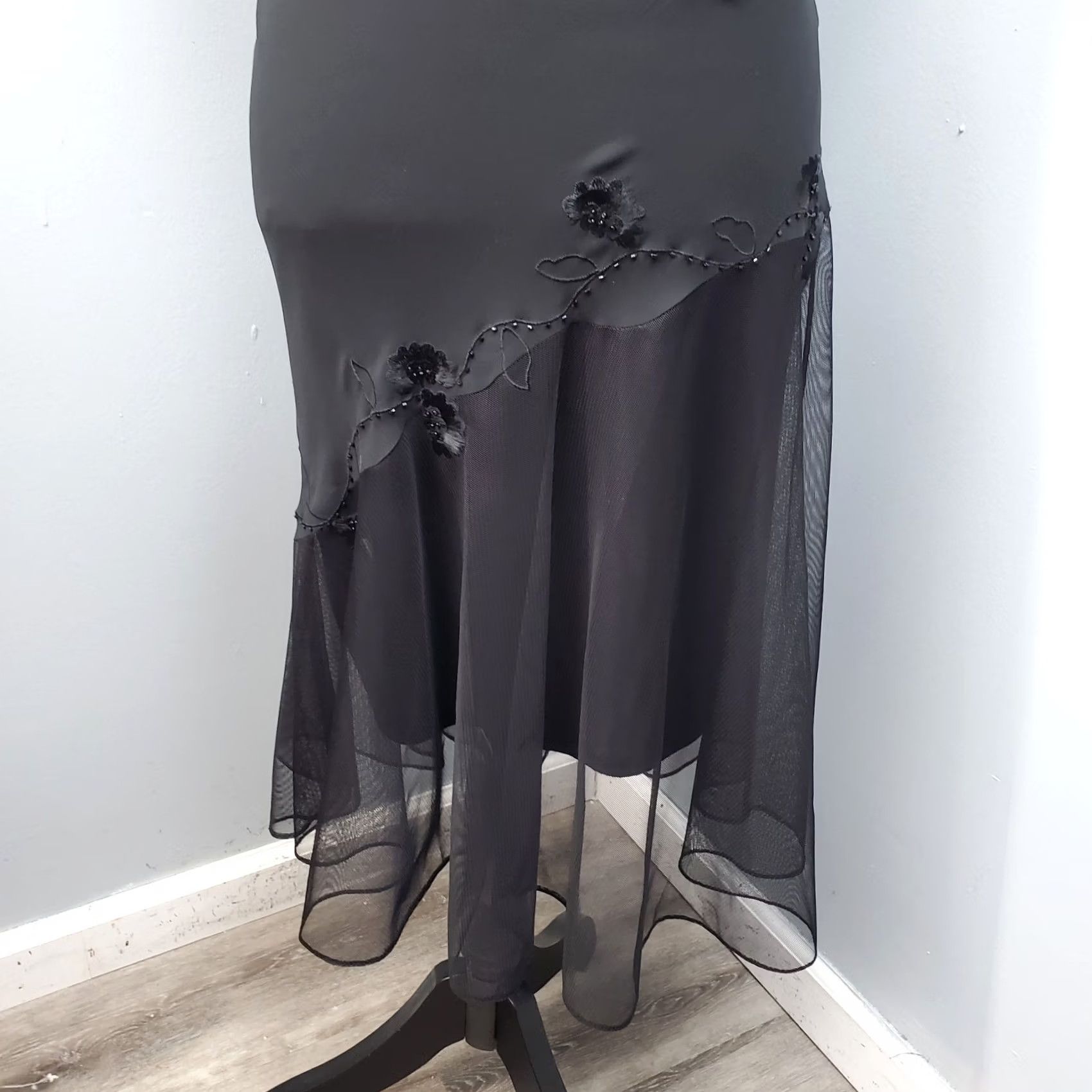 Vintage De Laru Dress Womens 8 Black Long Evening Beaded Cowl Neck Spaghetti Strap Size M / US 6-8 / IT 42-44 - 7 Thumbnail
