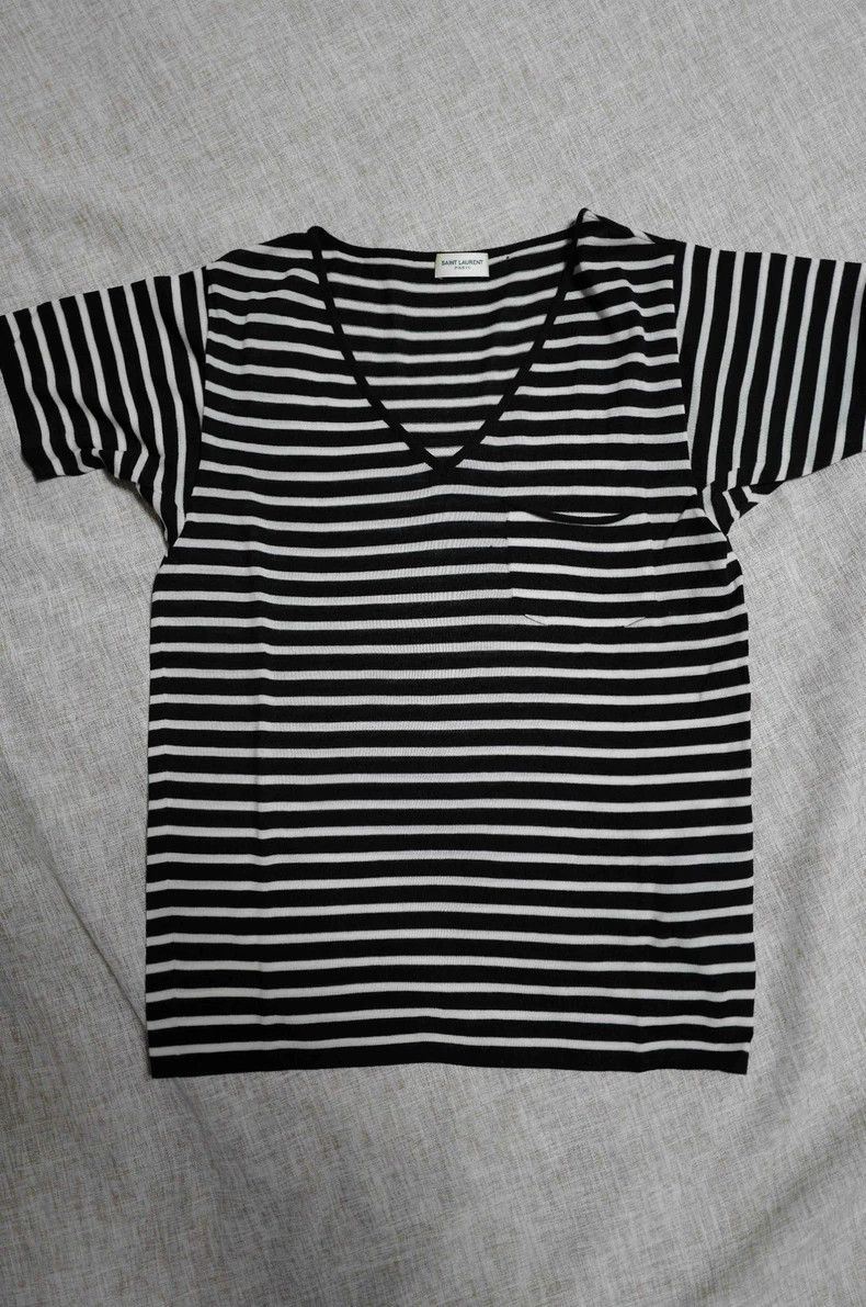 Saint Laurent Paris Saint Laurent Paris Black and white striped Merino worsted Size S / US 4 / IT 40 - 1 Thumbnail