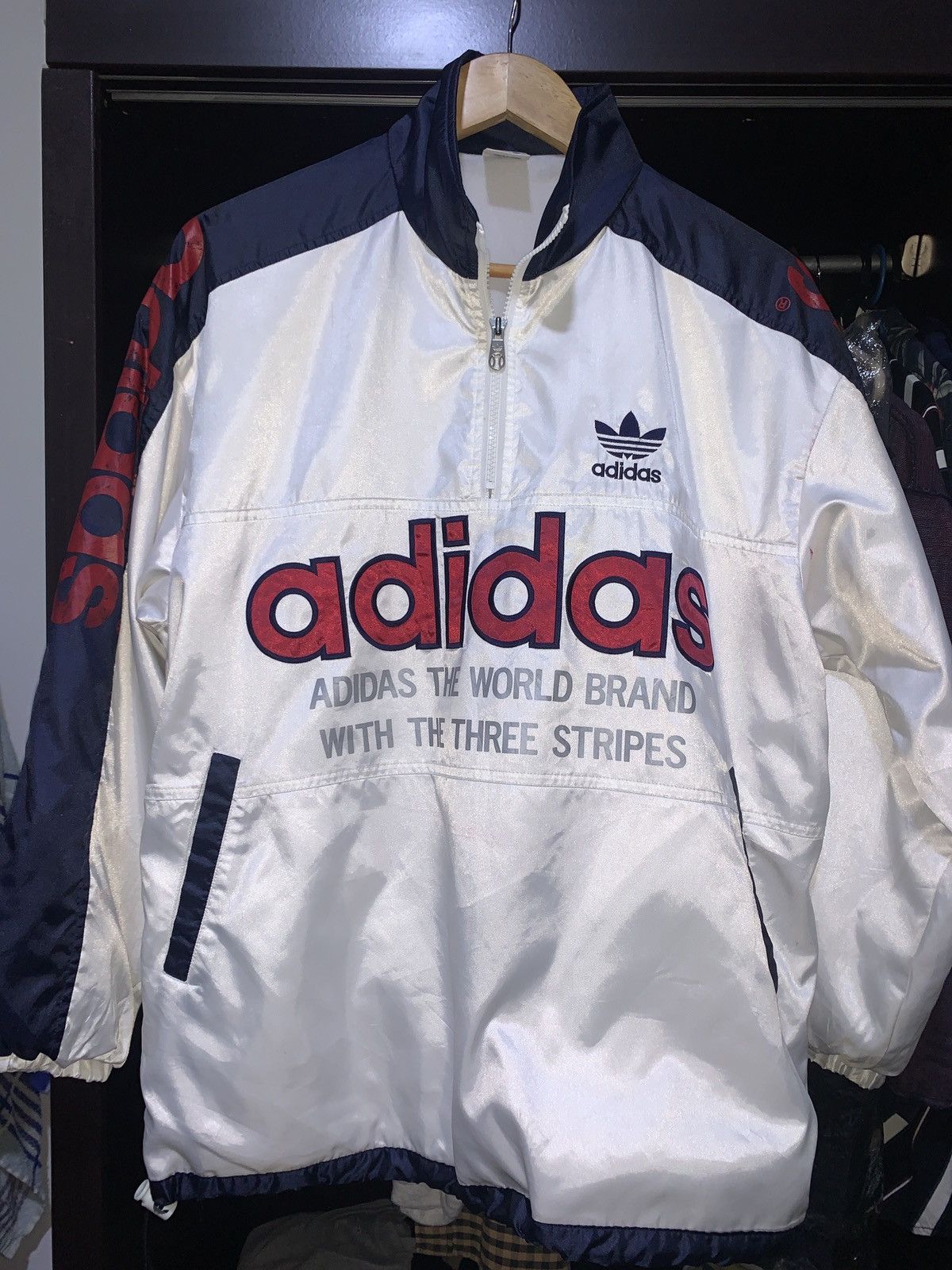 Vintage Vintage Adidas Windbreaker Halfzipper Size US XL / EU 56 / 4 - 1 Thumbnail