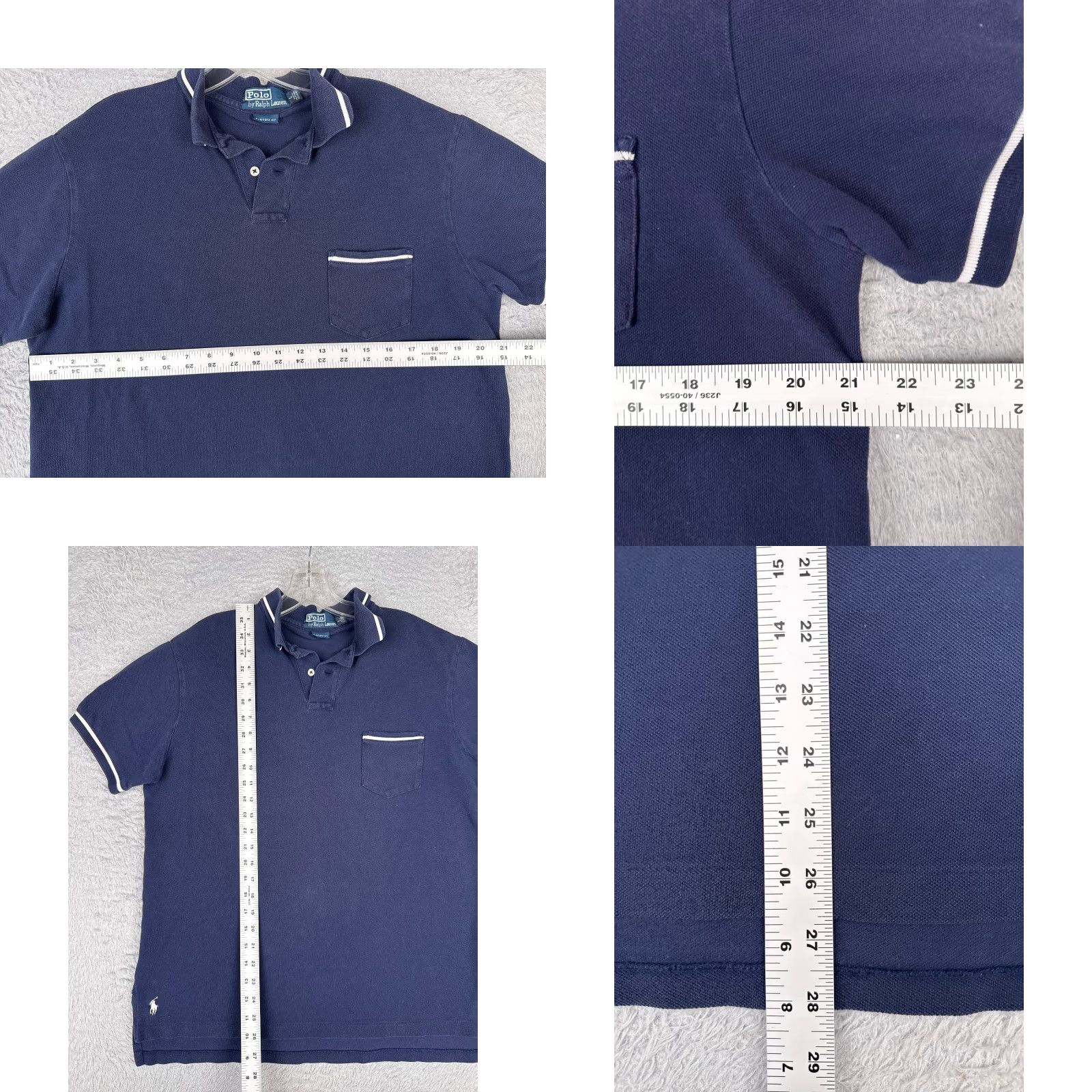 Ralph Lauren VINTAGE Ralph Lauren Polo Shirt Men L Blue Cotton Custom Fit Pocket Shirt Size US L / EU 52-54 / 3 - 8 Thumbnail