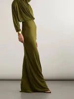 Saint Laurent Paris o1s1wg111124 Hooded Dress in Crepe Jersey in Green Size M / US 6-8 / IT 42-44 - 10 Thumbnail
