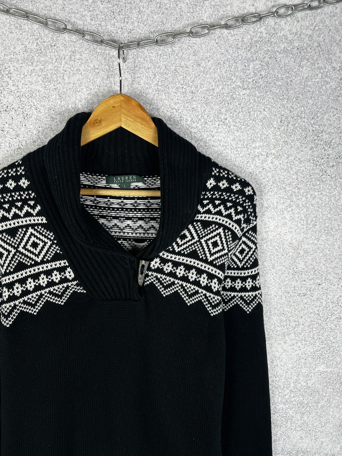 Ralph Lauren × Vintage Vintage Ralph Lauren Pattern Knitted Sweater Luxury Cardigan Size L / US 10 / IT 46 - 2 Thumbnail