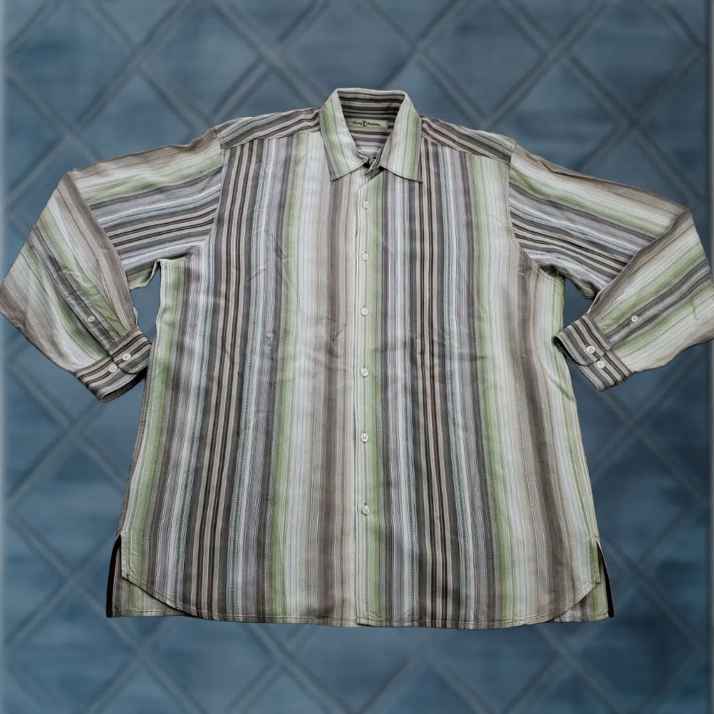 Tommy Bahama Tommy Bahama Shirt Multicolor Striped Lyocell Button Up Long Sleeve Men M Size US M / EU 48-50 / 2 - 1 Thumbnail