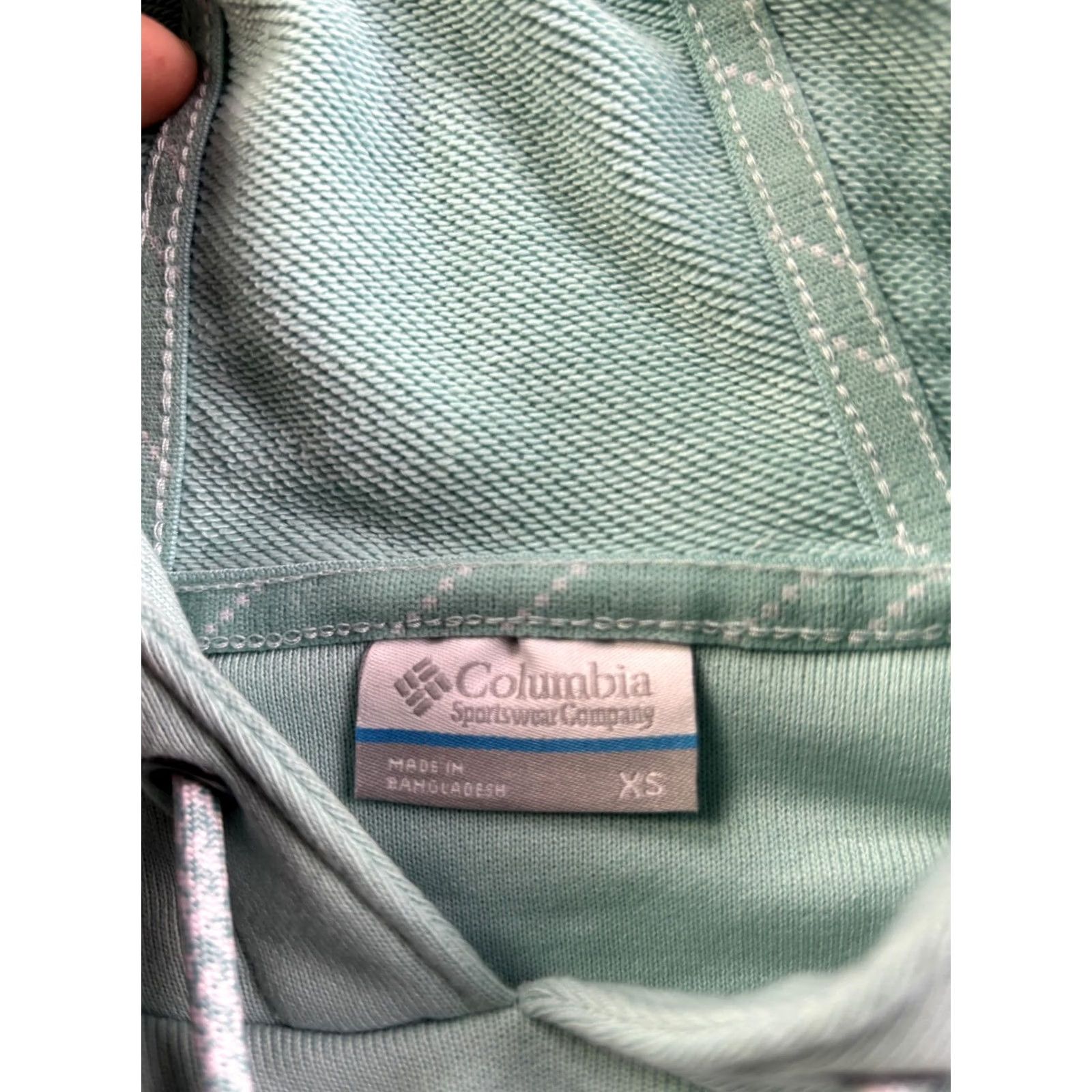 Vintage Columbia Hoodie Womens XS Green Marble Canyon Relaxed Fit Pullover Sweatshirt Crew Neck Hooded Front Pockets Casual Fall Size XS / US 0-2 / IT 36-38 - 3 Thumbnail