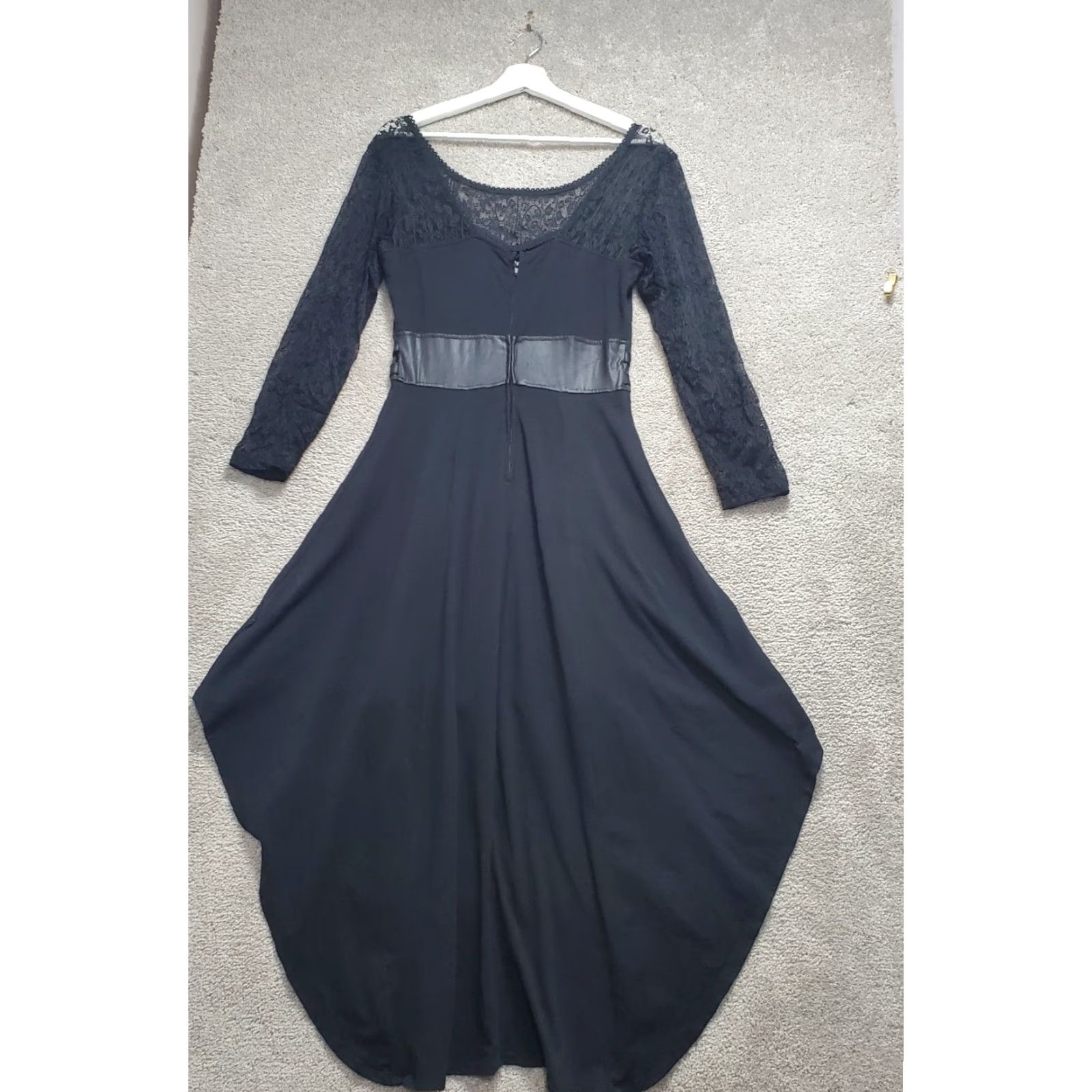 Royal Bones Fit & Flare Dress Womens Large Black Lace Gothic Hi Lo Fairy  Dress