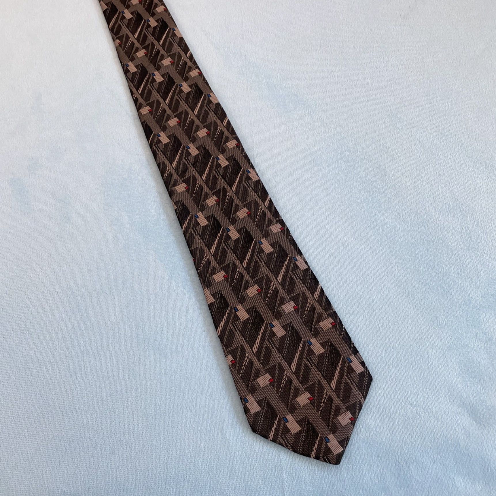 Vintage VINTAGE TREVIRA Collection Tie Men 3" Gray Steel Punk 58" Cybergoth USA Made Abstract Geometric 90s Mens Size ONE SIZE - 7 Thumbnail