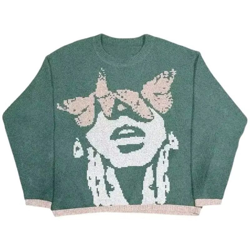 Designer × Japanese Brand Unisex Butterfly Printed Round Neck Knitted Sweater Size US XL / EU 56 / 4 - 1 Thumbnail