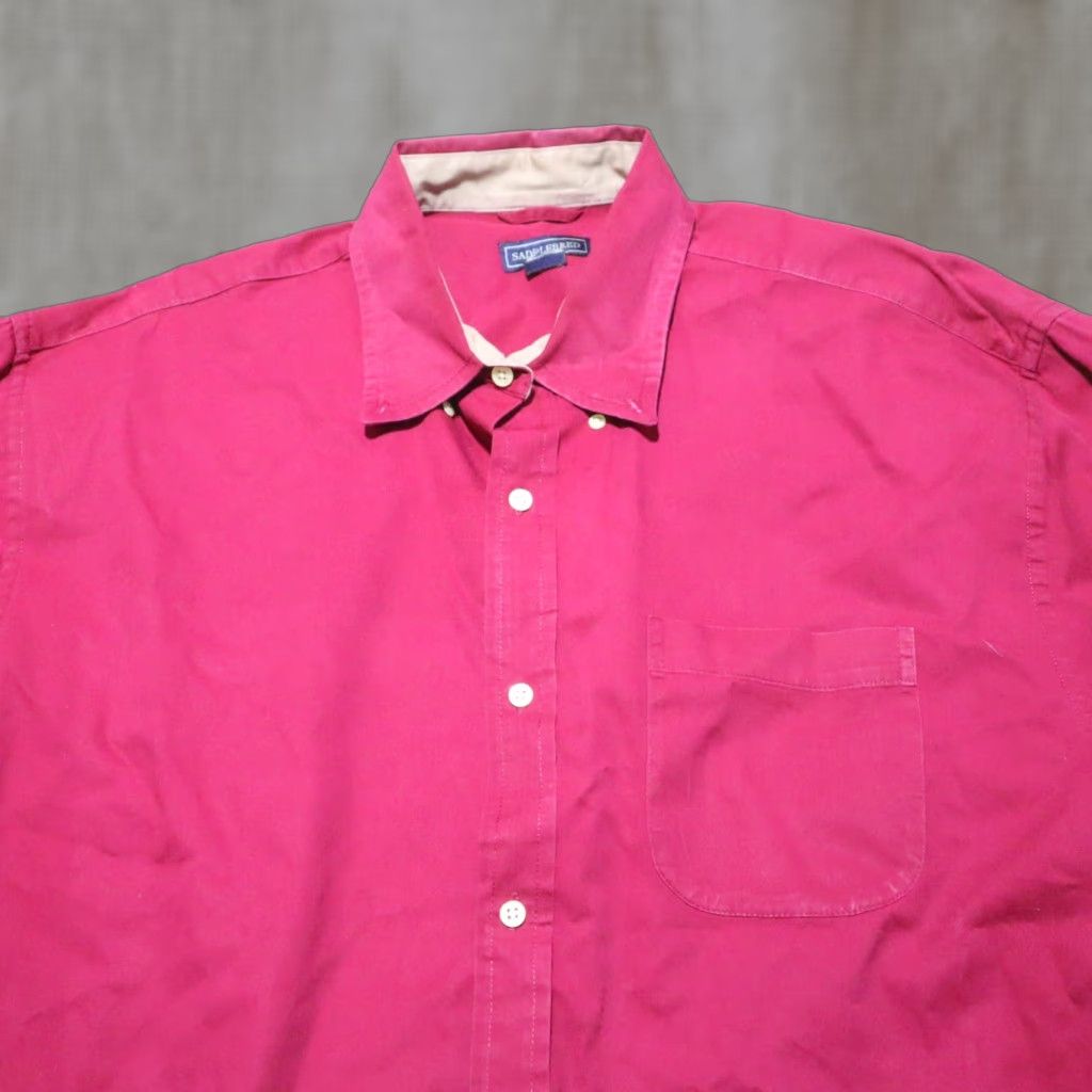 Vintage Saddlebred Solid Red Button Up Long Sleeve Shirt Adult Men Size XL Extra Large Size US XL / EU 56 / 4 - 1 Thumbnail
