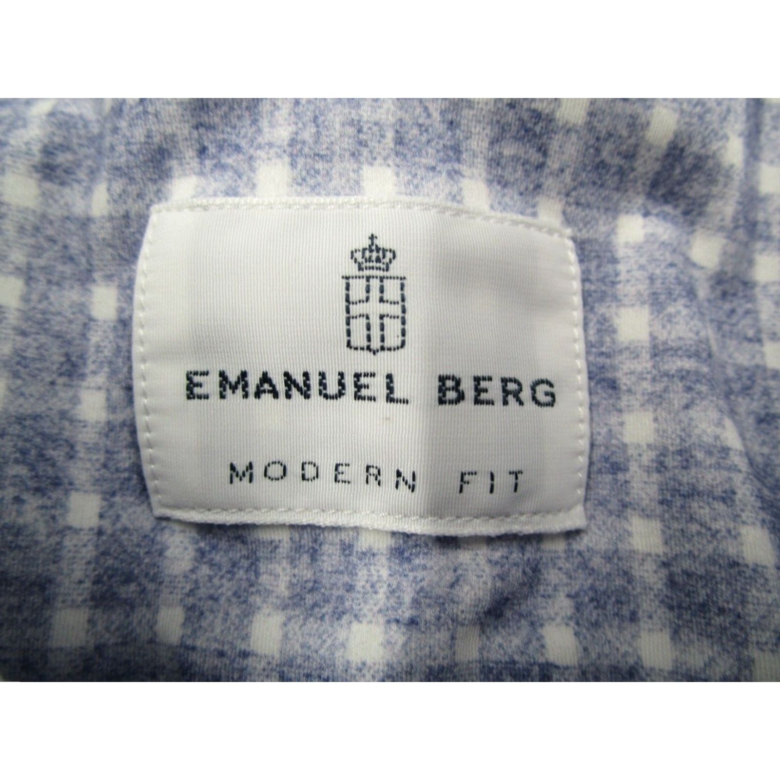 Vintage Emanuel Berg Blue Check Mens Dress Shirt Medium 16 Modern Fit Long Sleeve Button Up Size US M / EU 48-50 / 2 - 3 Thumbnail