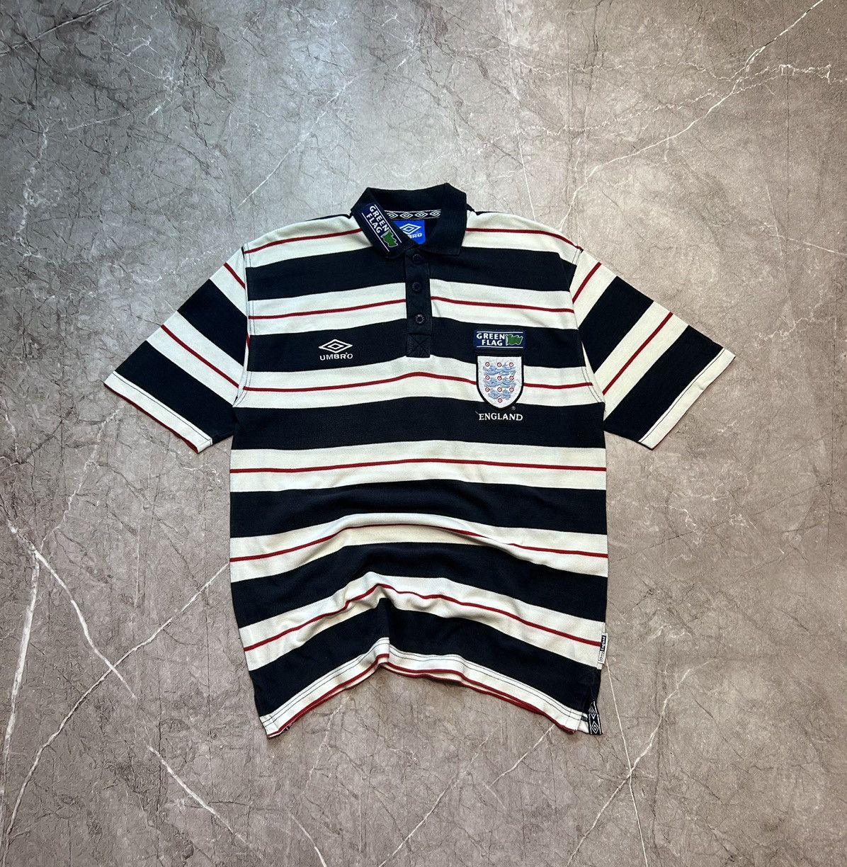 Umbro × Vintage England 90s Green Flag training football polo