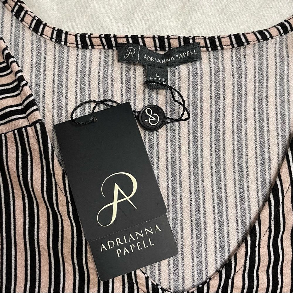 Adrianna Papell NWT New $69 Adrianna Papell 3/4 Sleeve Striped Blouse Size Size L / US 10 / IT 46 - 6 Thumbnail
