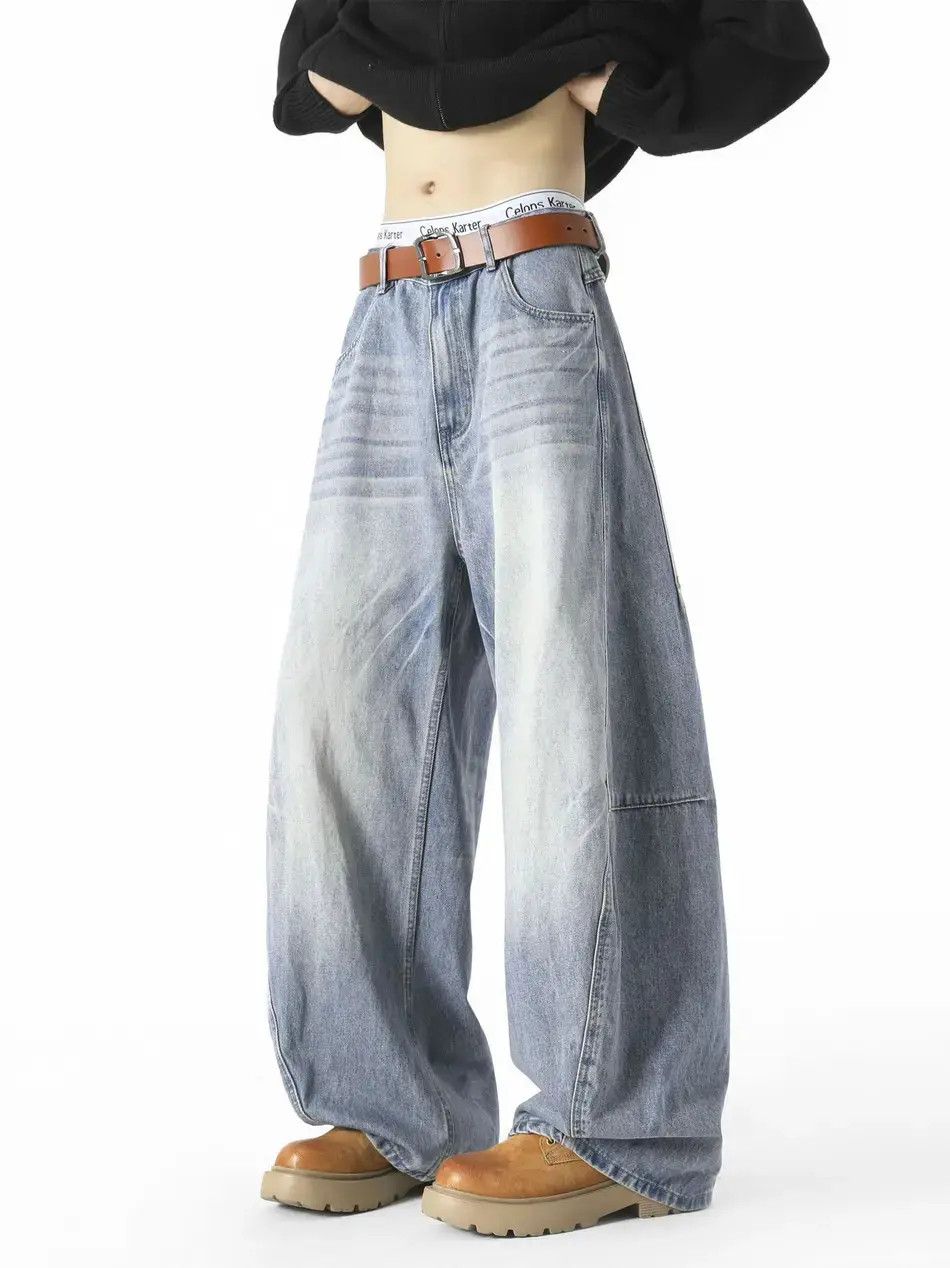 Japanese Brand Retro loose straight leg wide leg jeans Size US 32 / EU 48 - 2 Thumbnail