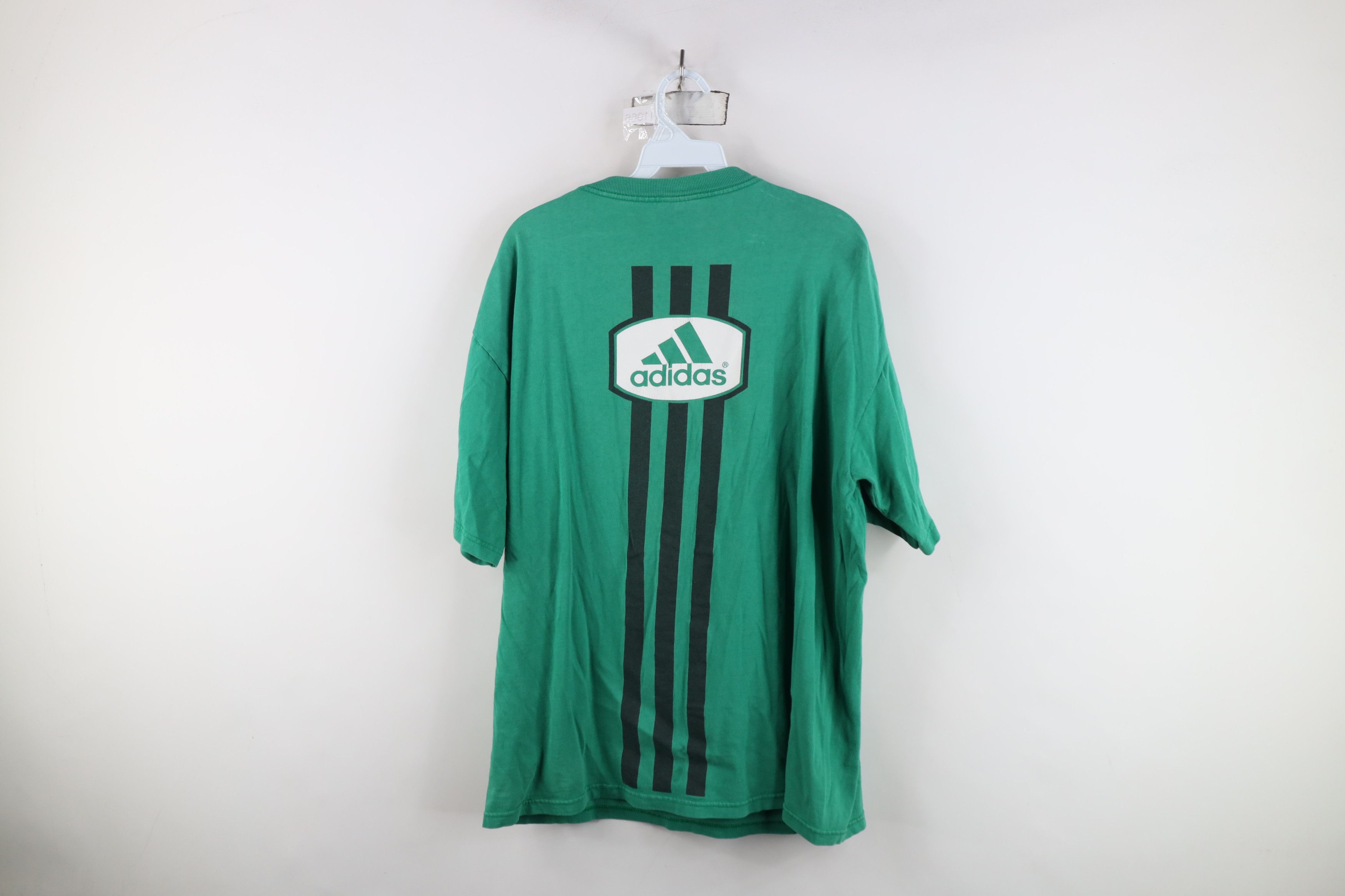 Adidas Vintage 90s Adidas Spell Out Big Logo T-Shirt Green USA Size US L / EU 52-54 / 3 - 12 Thumbnail