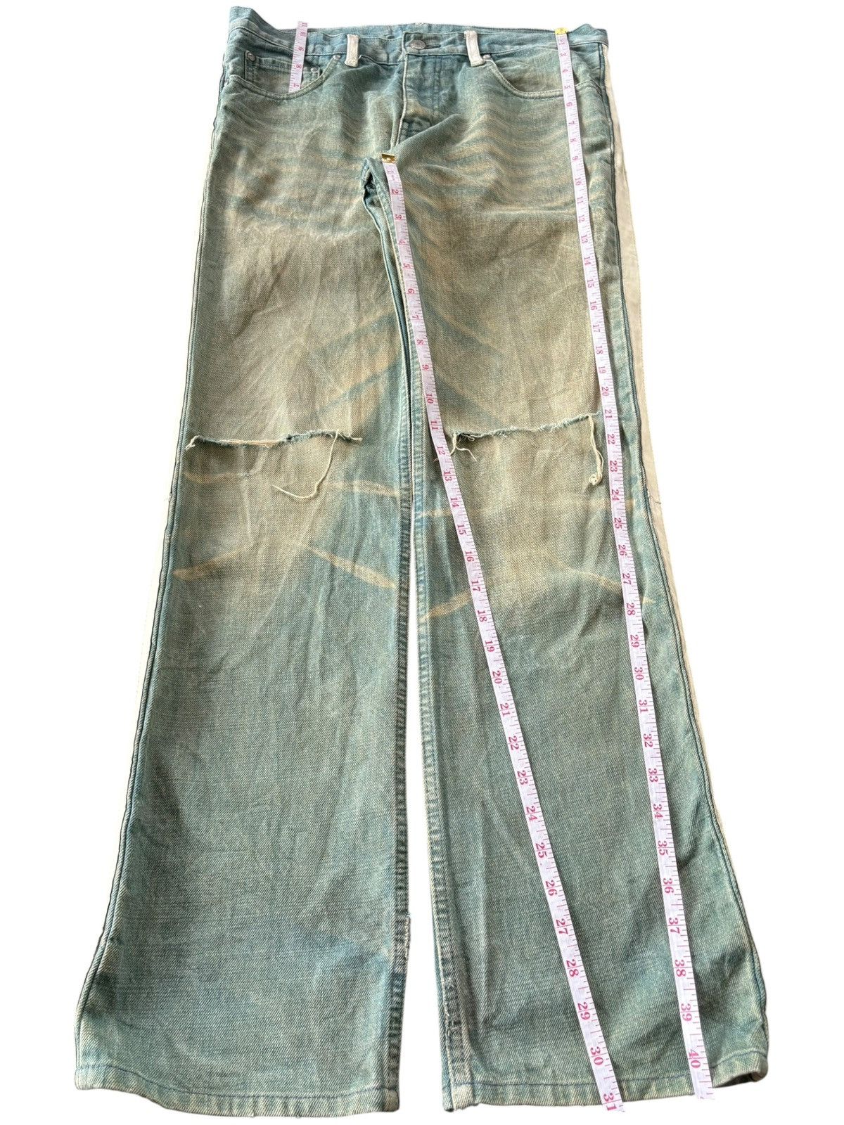 ABAHOUSE VTG Y2K Abahouse Super Mud Wash Striped Loose Jeans Size 33" - 11 Thumbnail