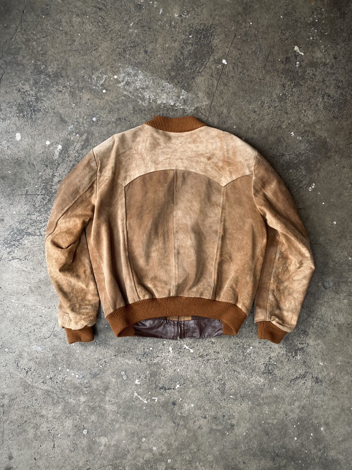 Leather × Vintage Vintage 70s Western 2-Tone Leather Bomber Jacket Size US L / EU 52-54 / 3 - 8 Thumbnail