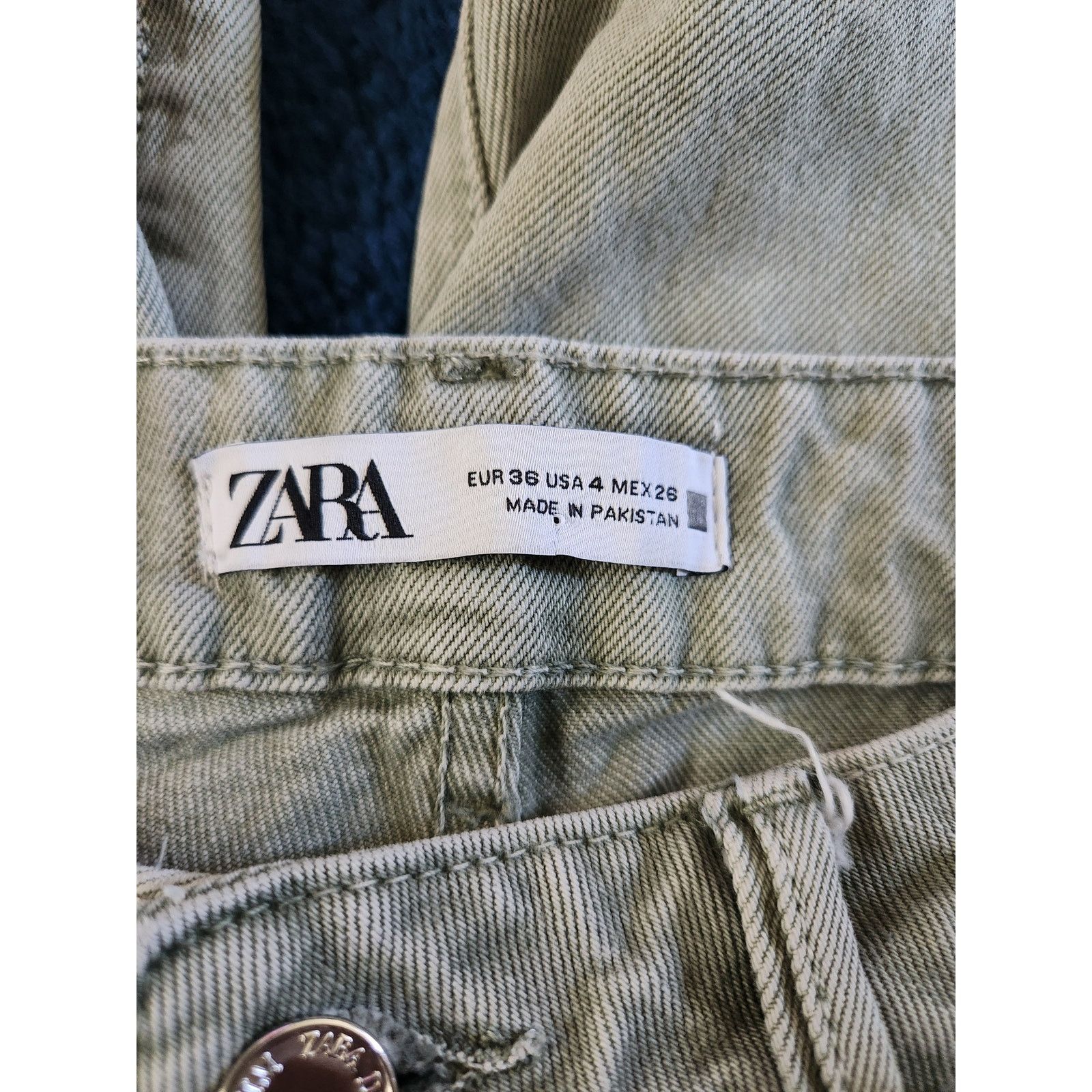 Zara Zara Women's Light Green Straight Leg Denim Jeans-4 Size 27" / US 4 / IT 40 - 5 Thumbnail