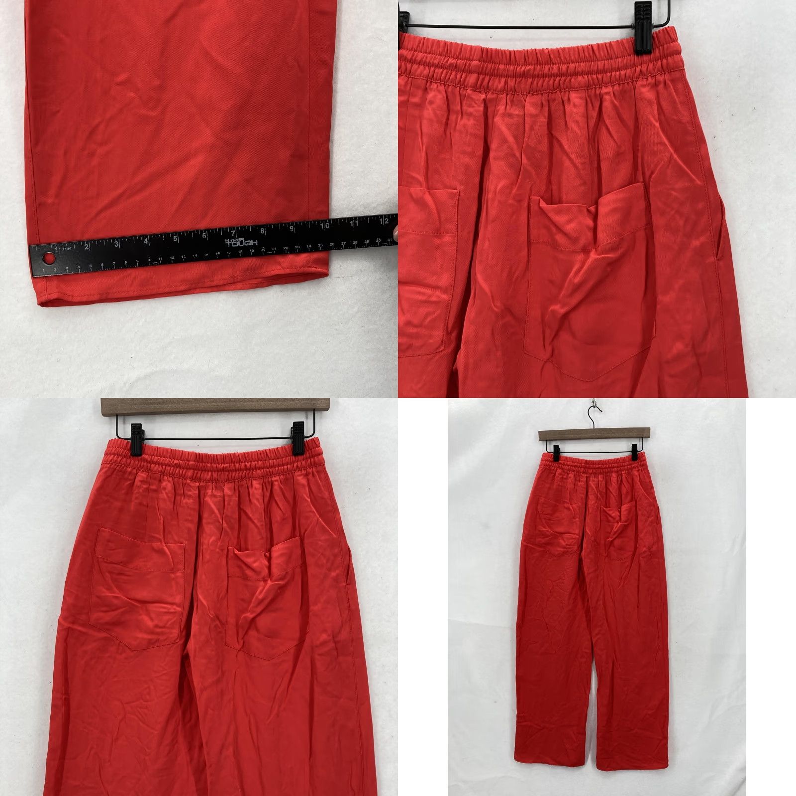Zara ZARA Pants Womens Small Red Wide-Leg Elastic Waist Tencel Lyocell Pockets Dress Pants Mens? Womens Size 28" / US 6 / IT 42 - 9 Thumbnail