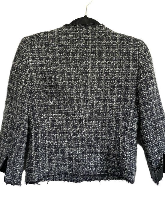Vintage Navy Blue Gray Tweed Cropped Wool Blend Lady Blazer 🇨🇦 Size S / US 4 / IT 40 - 11 Thumbnail