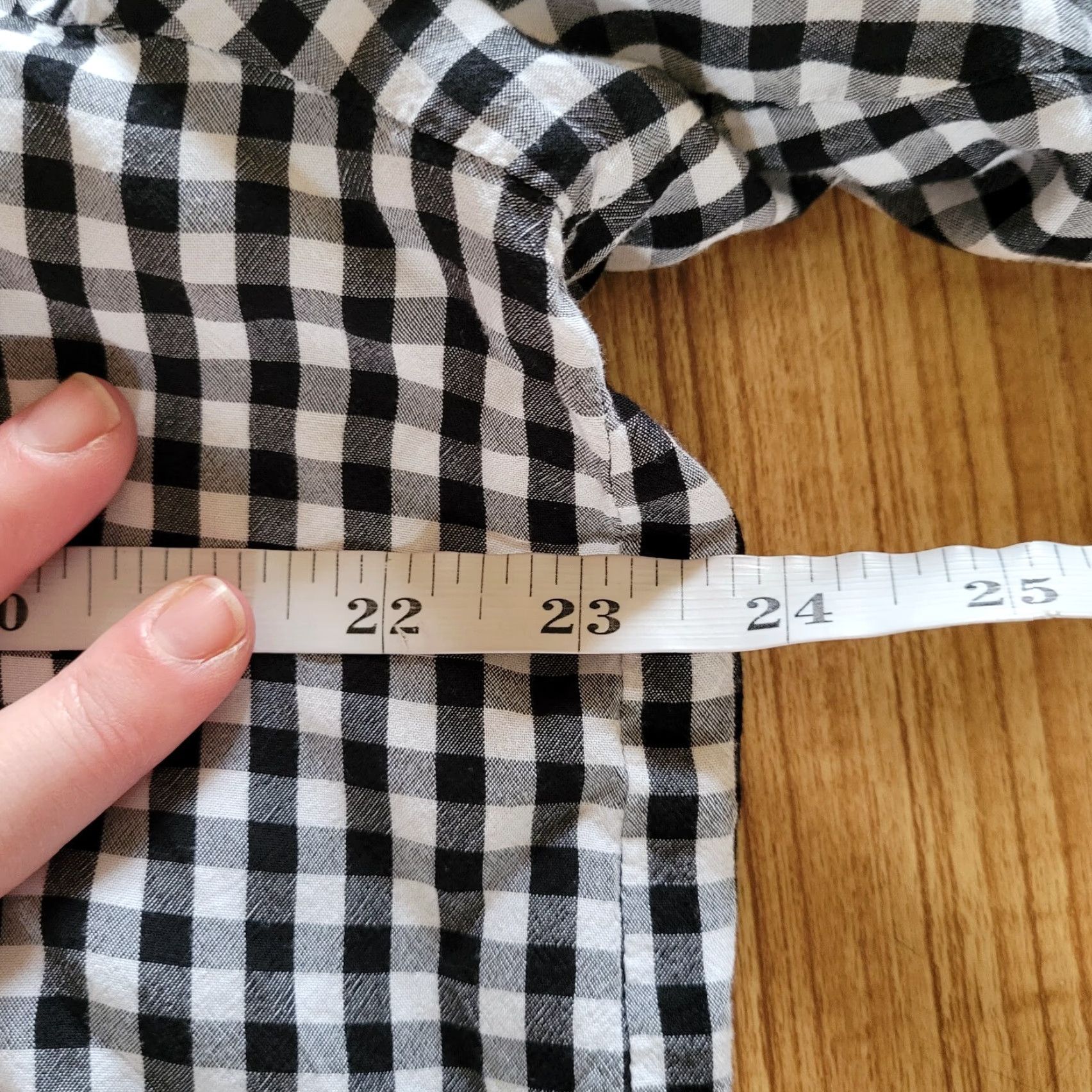 Talbots J Jill Blouse Shirt Womens Large Black White Gingham Plaid 3/4 Sleeve V-Neck Pullover Button Cuff Casual Everyday Vintage No Size L / US 10 / IT 46 - 6 Thumbnail