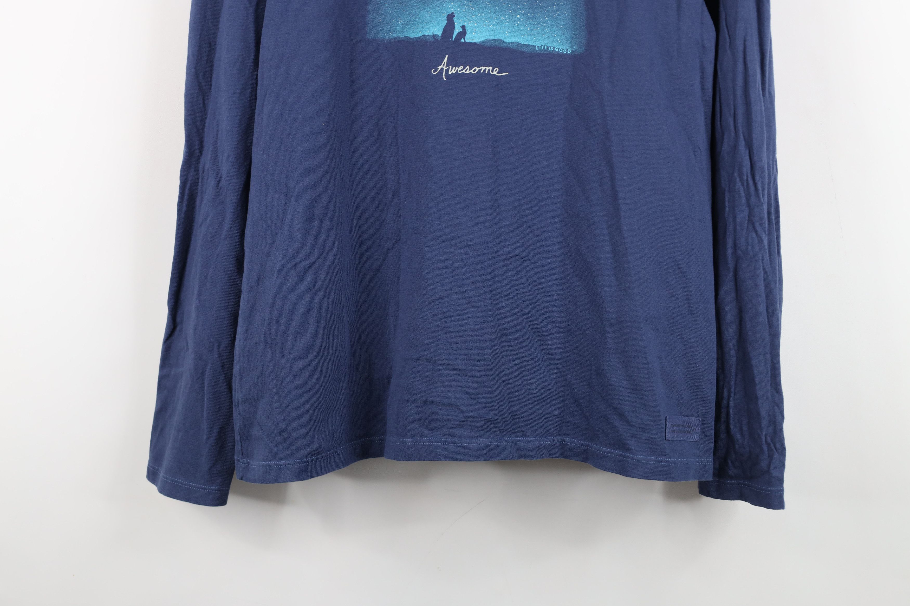 Life is Good Life Is Good Awesome Moon Dog Cat Long Sleeve T-Shirt Blue Size M / US 6-8 / IT 42-44 - 3 Thumbnail