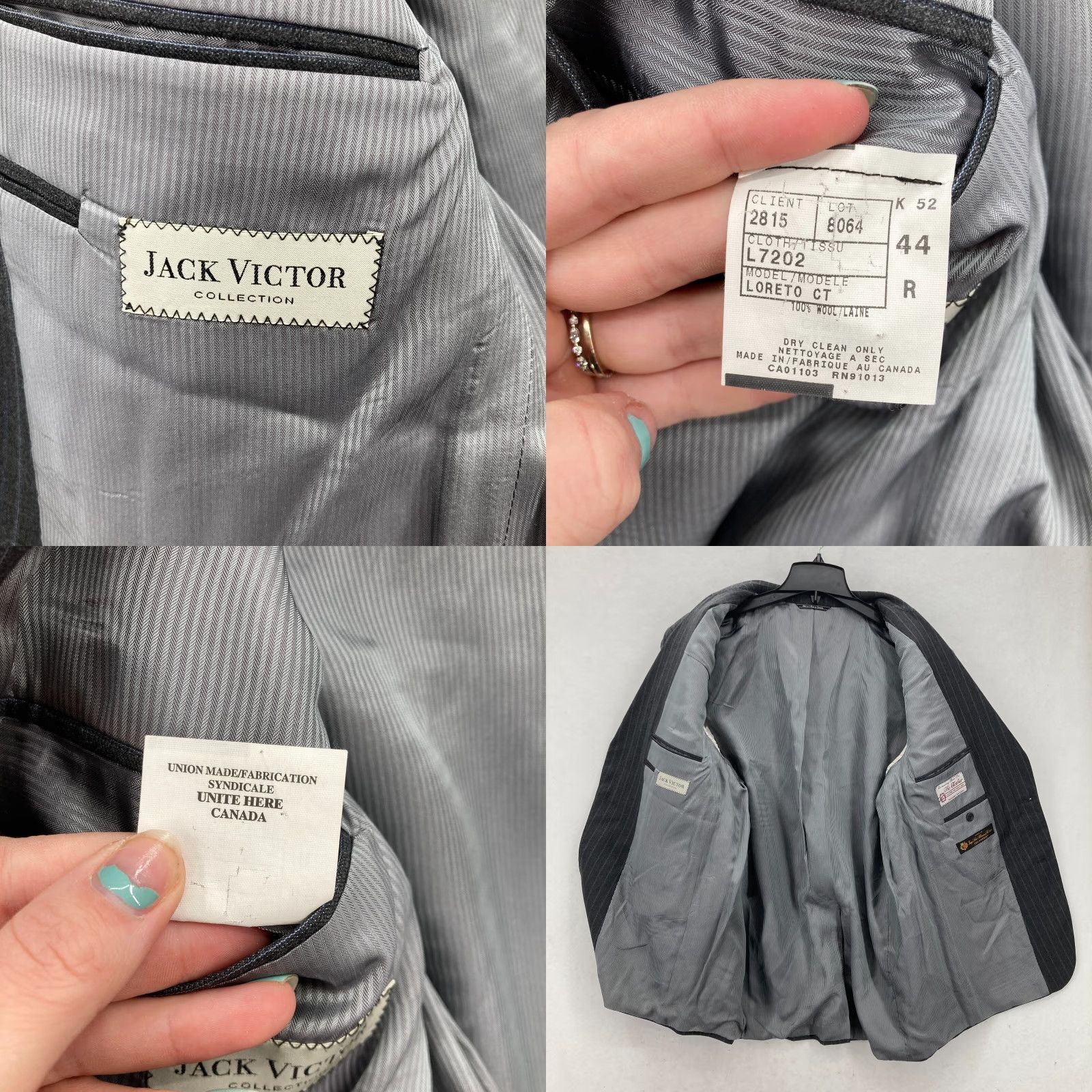 Jack Victor Jack Victor Loro Piana Wool Blazer Mens 44R Gray Striped Blazer Sports Coat Jacket Blazer Mens 44 Regular Gray Striped Size 44R - 8 Thumbnail