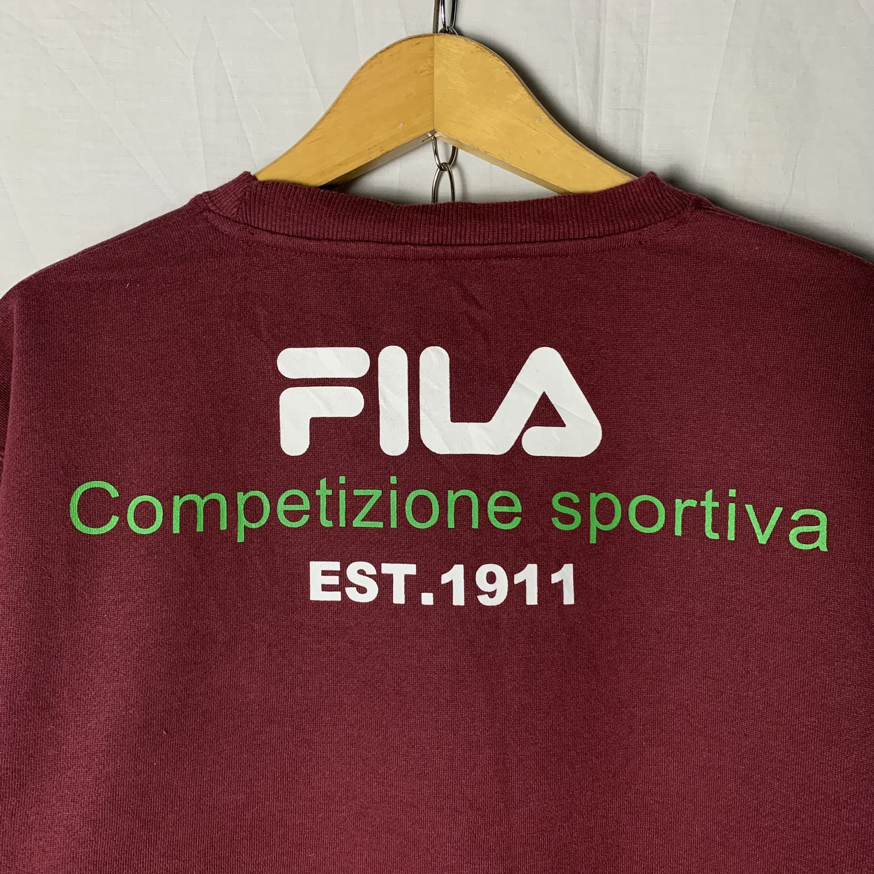 Fila Fila Burgundy Sweatshirt Crewneck Size US L / EU 52-54 / 3 - 3 Thumbnail
