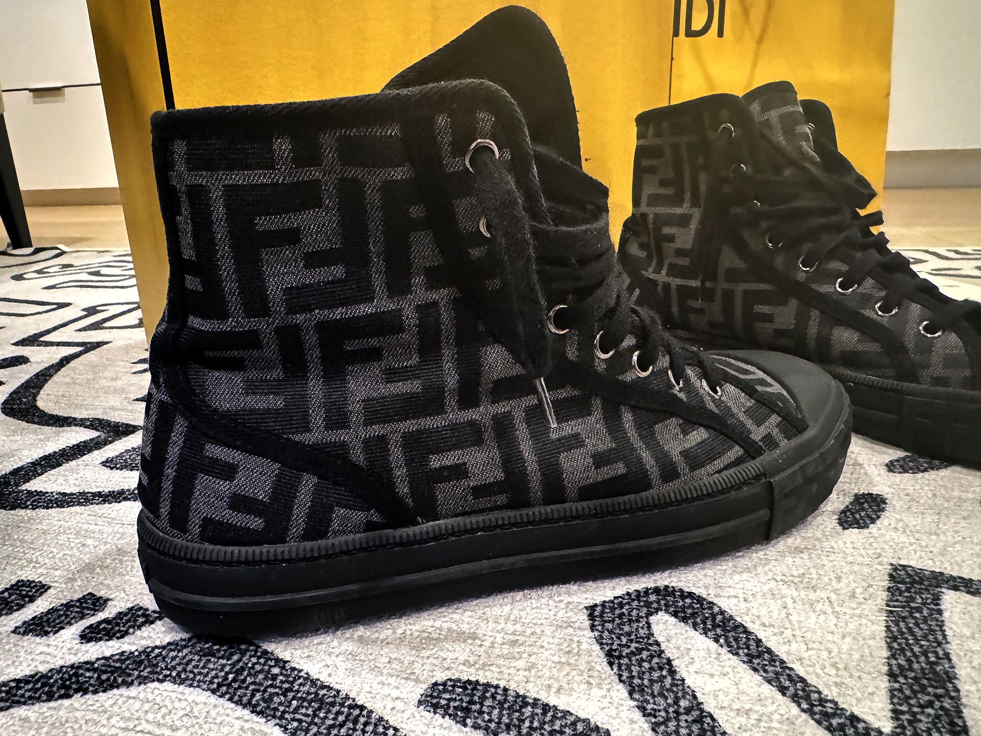Fendi Domino Hi-Top Sneakers in FF Motif *Authentic*