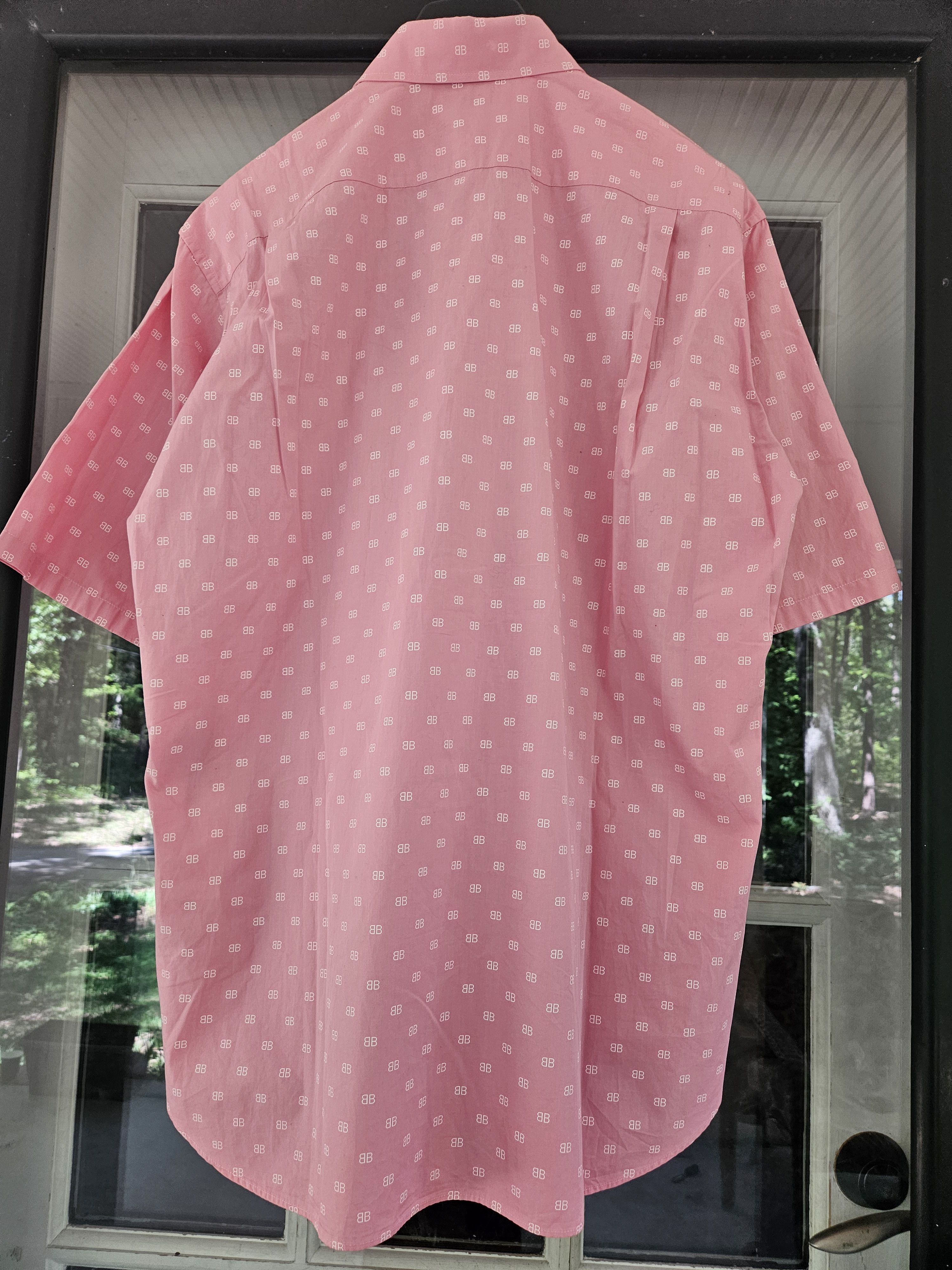 Balenciaga Balenciaga BB Monogram Pink Oversized Button Up Shirt Size US XS / EU 42 / 0 - 5 Thumbnail