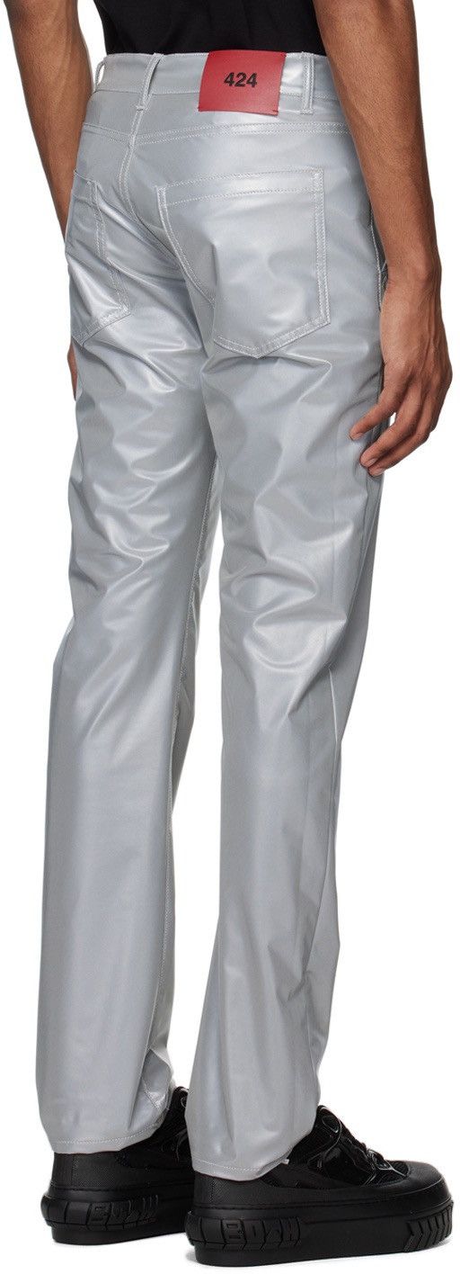 424 !DS! SS23 424 On Fairfax Reflective Grey Metallic Trousers Size US 32 / EU 48 - 5 Thumbnail