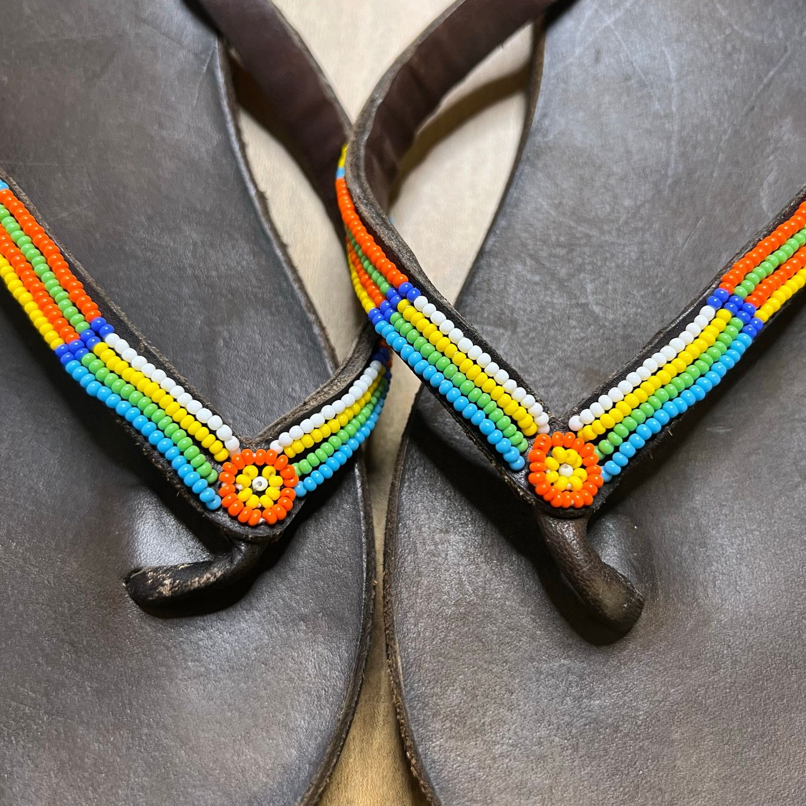 Vintage Global Girls Multi Flip Flop sandals handcrafted Sz 38 7.5-8 Size US 7.5 / IT 37.5 - 9 Thumbnail