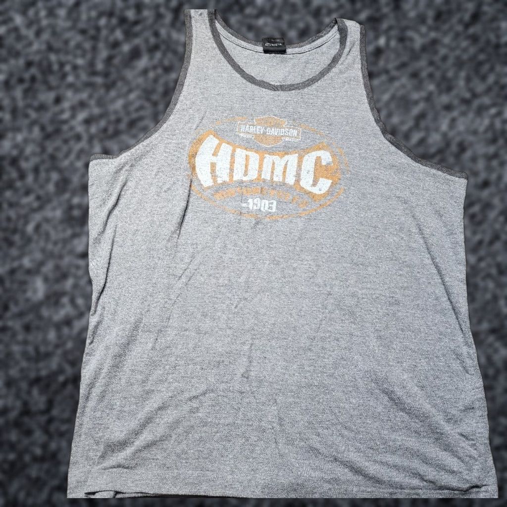 Harley Davidson Vintage Harley-Davidson Men’s 2XL Tank Top Shirt Motorcycles Logo Cotton Gray Adult Summer Size US XXL / EU 58 / 5 - 1 Thumbnail