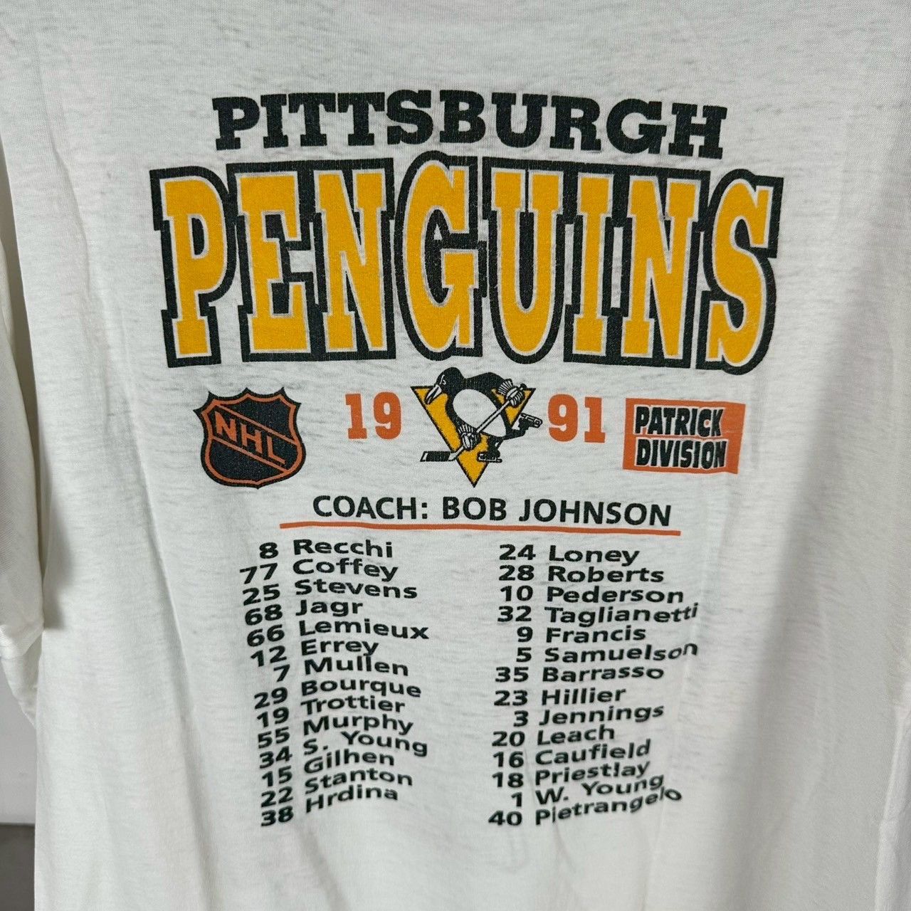 Vintage 1991 Pittsburgh Penguins Stanley Cup Champions NHL T-shirt Size US XL / EU 56 / 4 - 4 Thumbnail