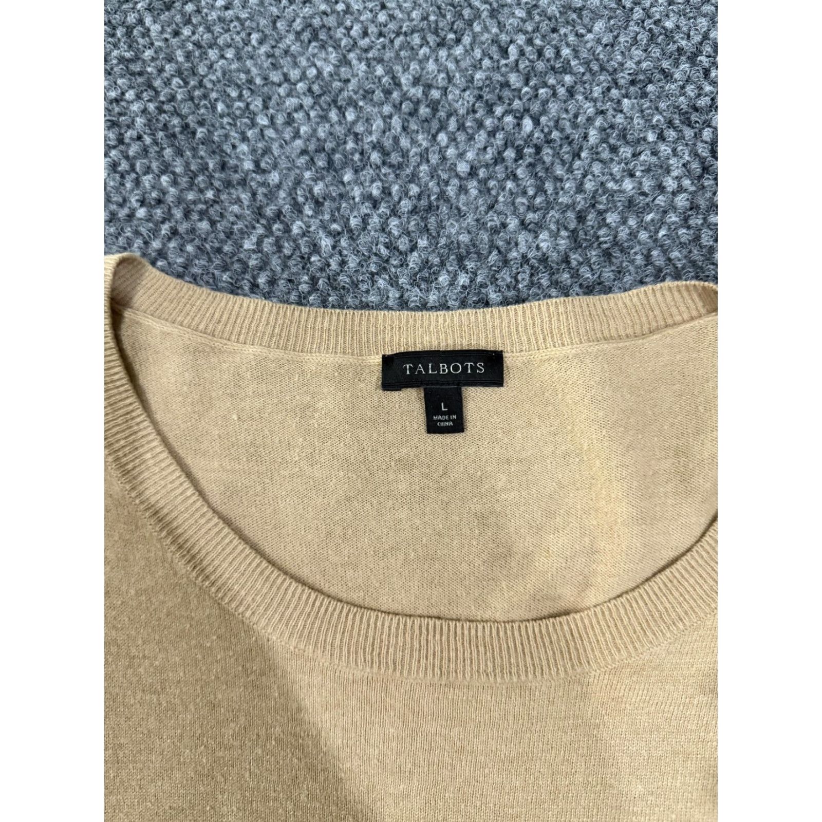 Talbots Talbots Sweater Womens L Beige Orange Colorblock Lightweight Knit Pullover Crew Neck Long Sleeve Tight-Knit Casual Fall Women Size L / US 10 / IT 46 - 3 Thumbnail